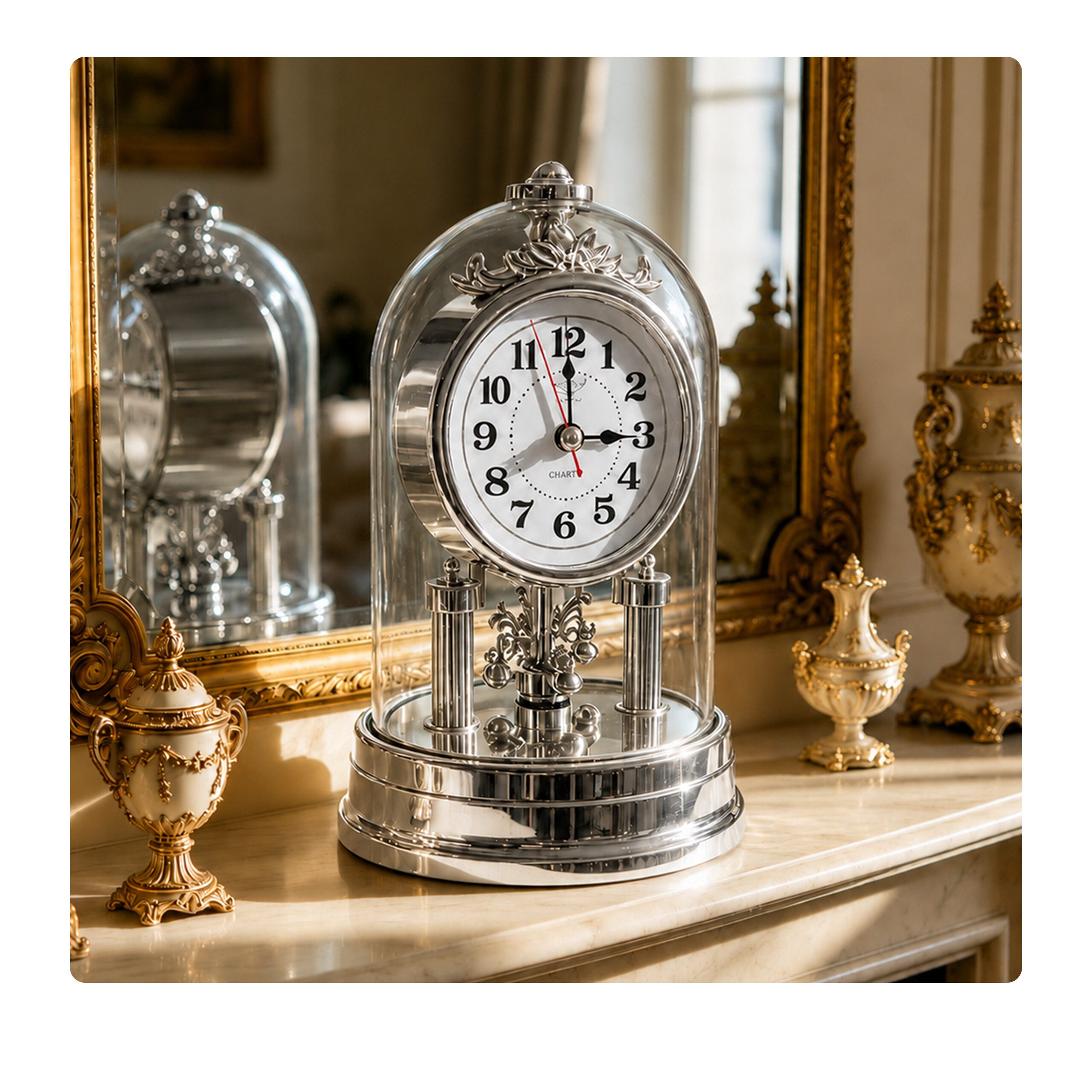 relaxdays Tischuhr Retro Tischuhr silber