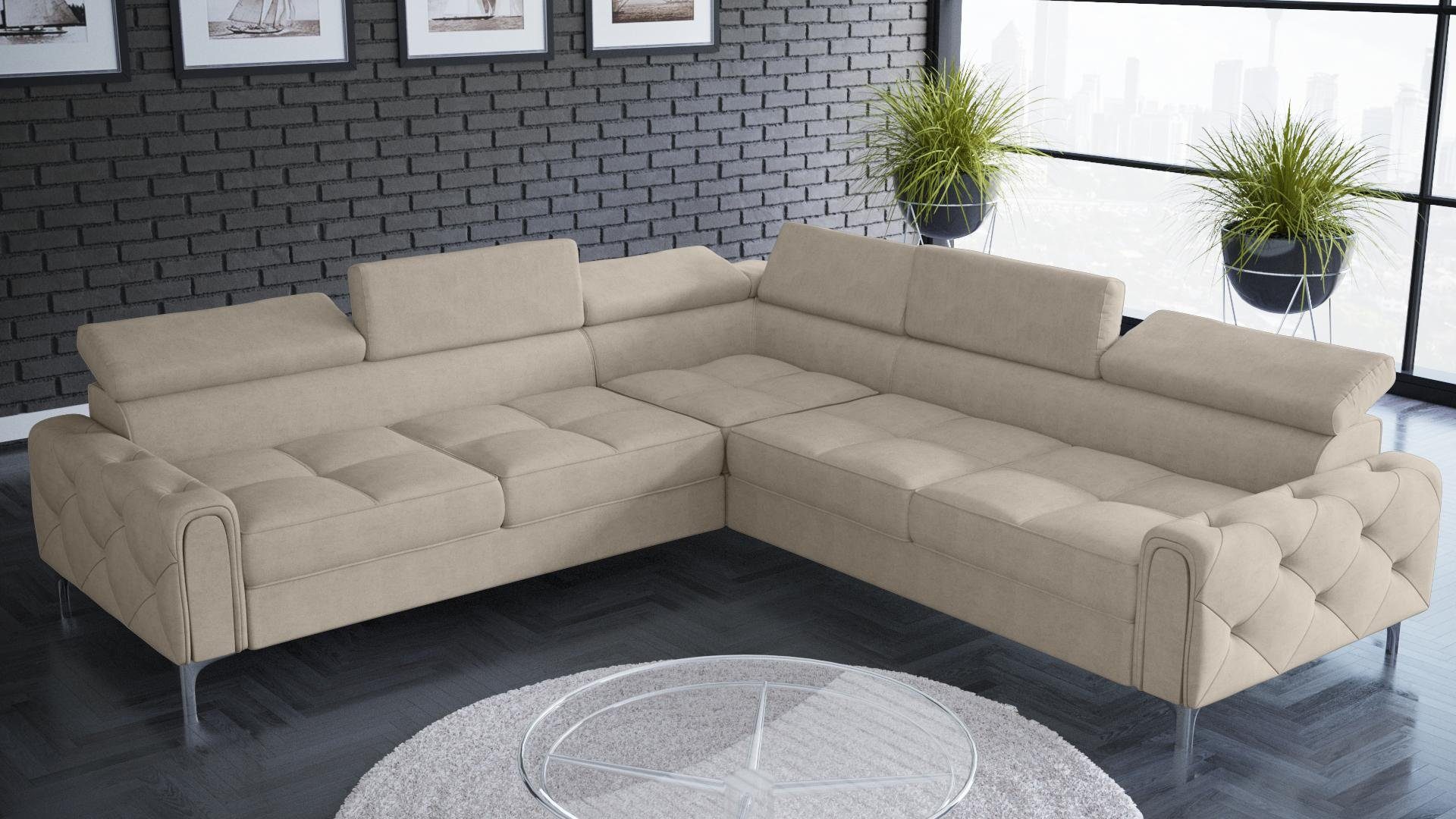 Made Wohnlandschaft Graues Sofa in Luxus Polster Ecksofa JVmoebel Ecksofa Europe Neu, Beige Moderne