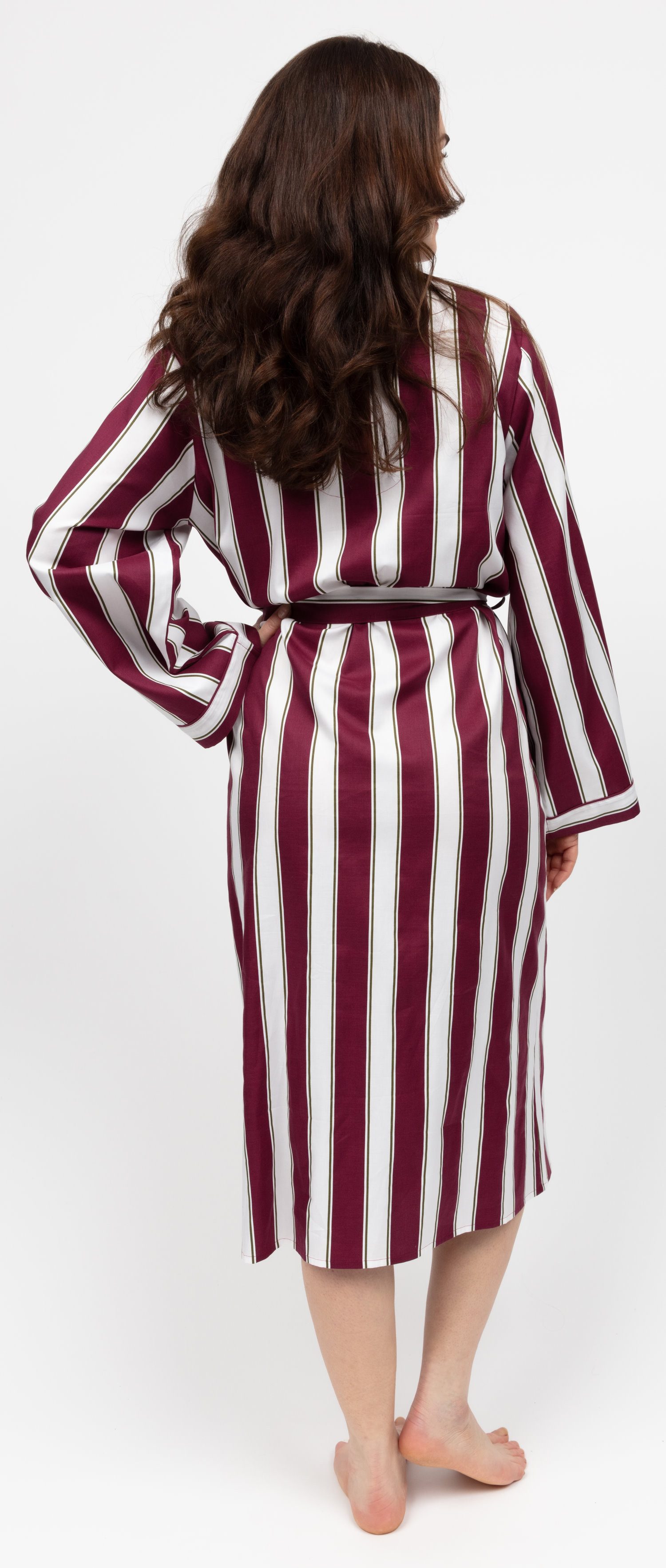 Cyberjammies Morgenmantel Eleganter Morgenmantel Kimono Schnitt, lang, Baumwollmishcung, Kimonokragen, Gürtel, edles Design