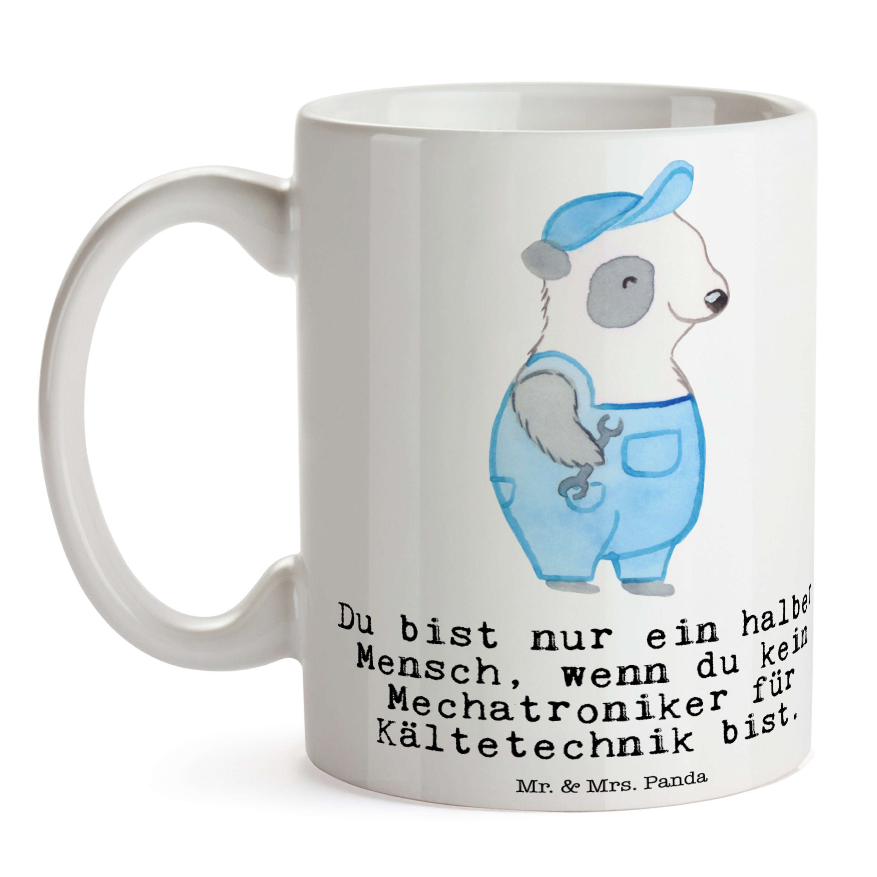 Mechatroniker Keramik Herz Kaffeebech, mit & Kältetechnik Tasse Panda Mr. Geschenk, - - Mrs. für Weiß