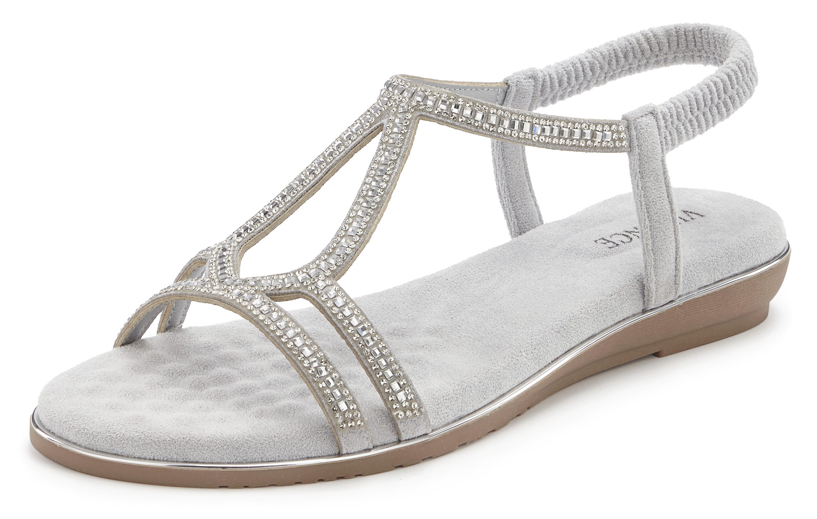 Vivance Sandalette, Sommerschuh, Sandale mit eleganter Glitzer-Verzierung und elastischen Riemchen