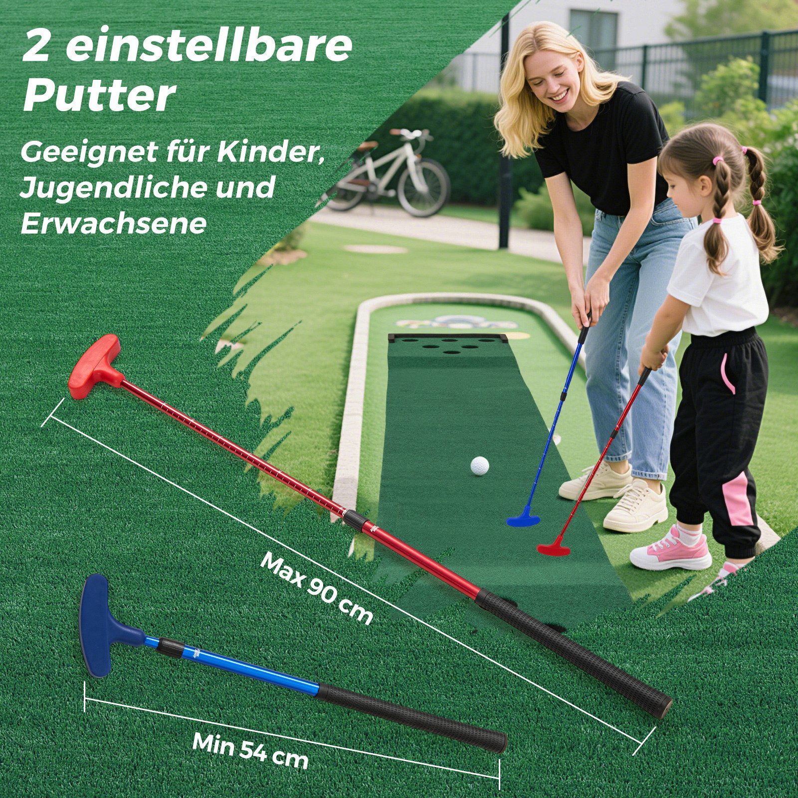 COSTWAY Puttingmatte (1-St), Golf-Übungshilfe für Innen- & Außenbereich, 332 cm