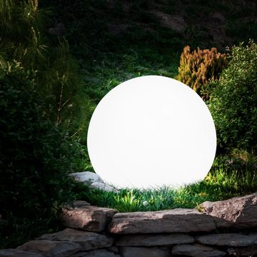 etc-shop LED Gartenleuchte, Leuchtmittel inklusive, Warmweiß, Außen Steck Leuchte Design Kugel Lampe weiß Terrassen Garten Deko