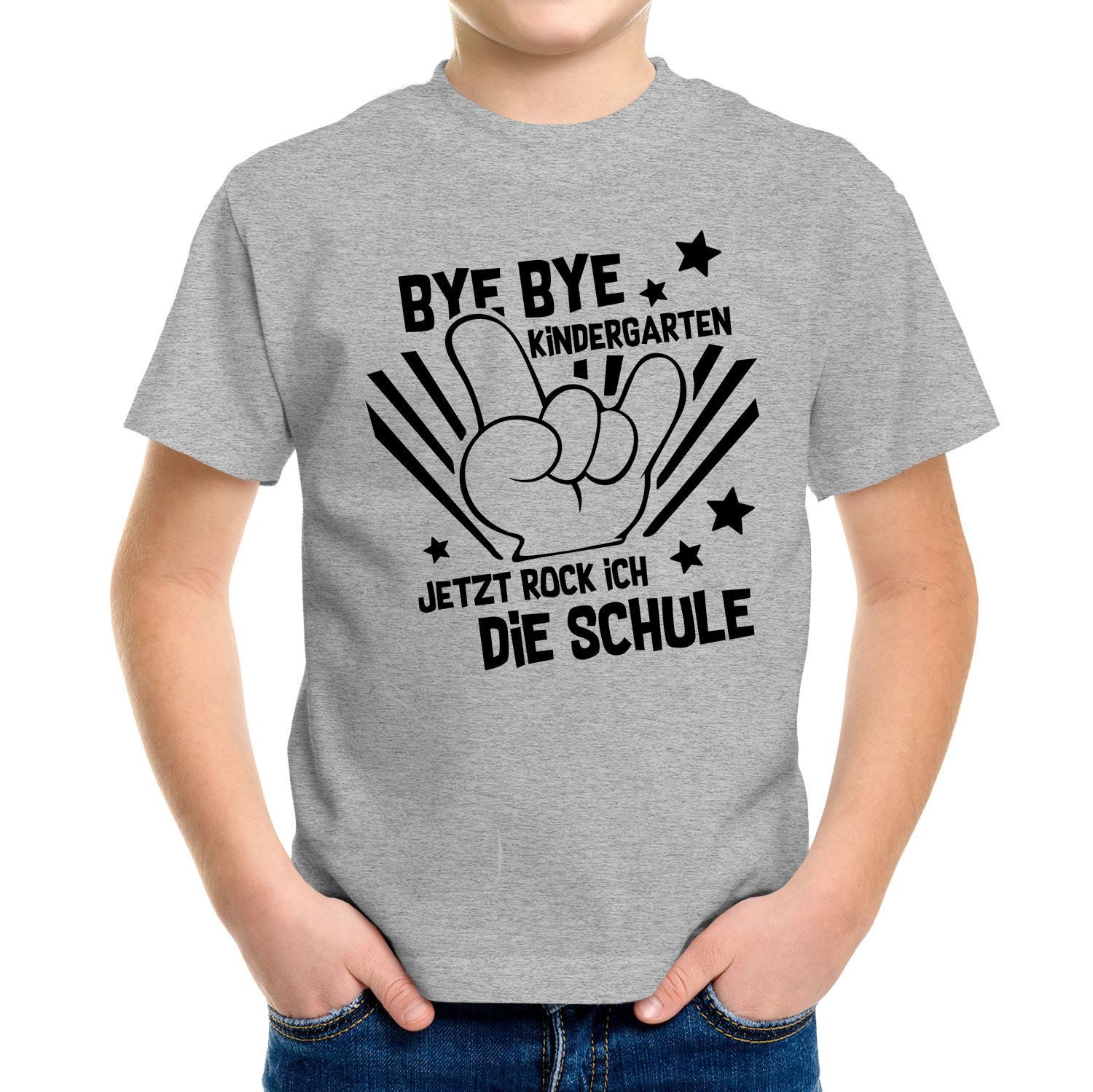 Print-Shirt Kinder T-Shirt Jungen Bye Bye Kindergarten Abschied Geschenk zur