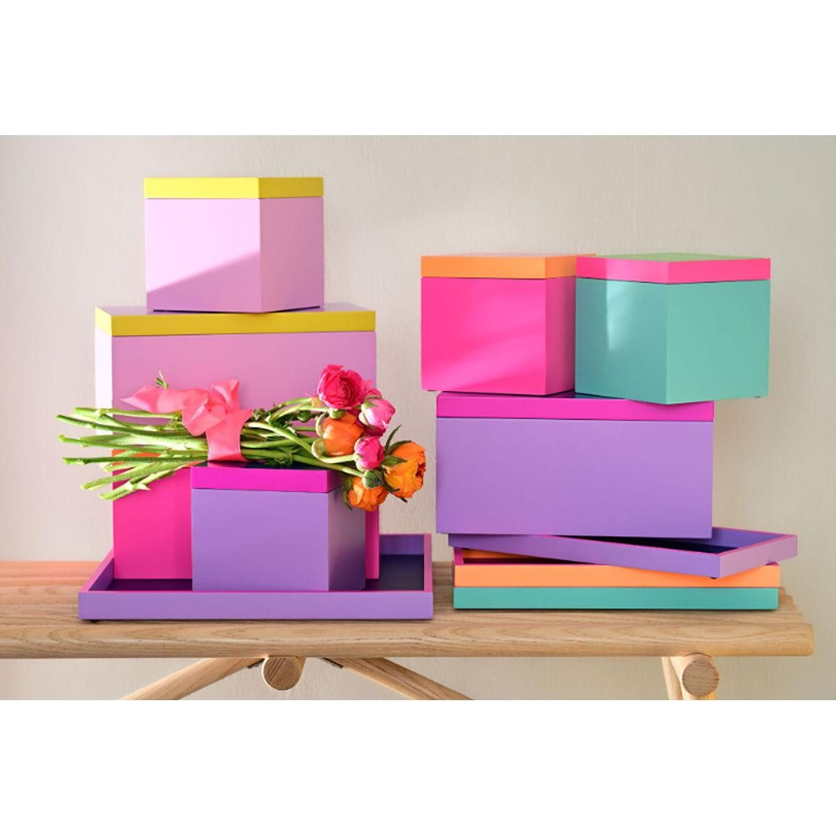 Giftcompany Aufbewahrungsbox Aufbewahrungsbox Neo Rechteckig Neon Pink Orange (13x26x13cm)