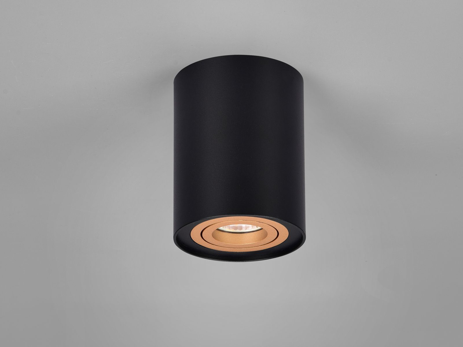 TRIO Leuchten LED Deckenstrahler, Dimmfunktion, LED wechselbar, Warmweiß, Aufbau-Spot Aufputz Strahler innen, Lichtspot Schwarz-Gold Ø 9,6cm