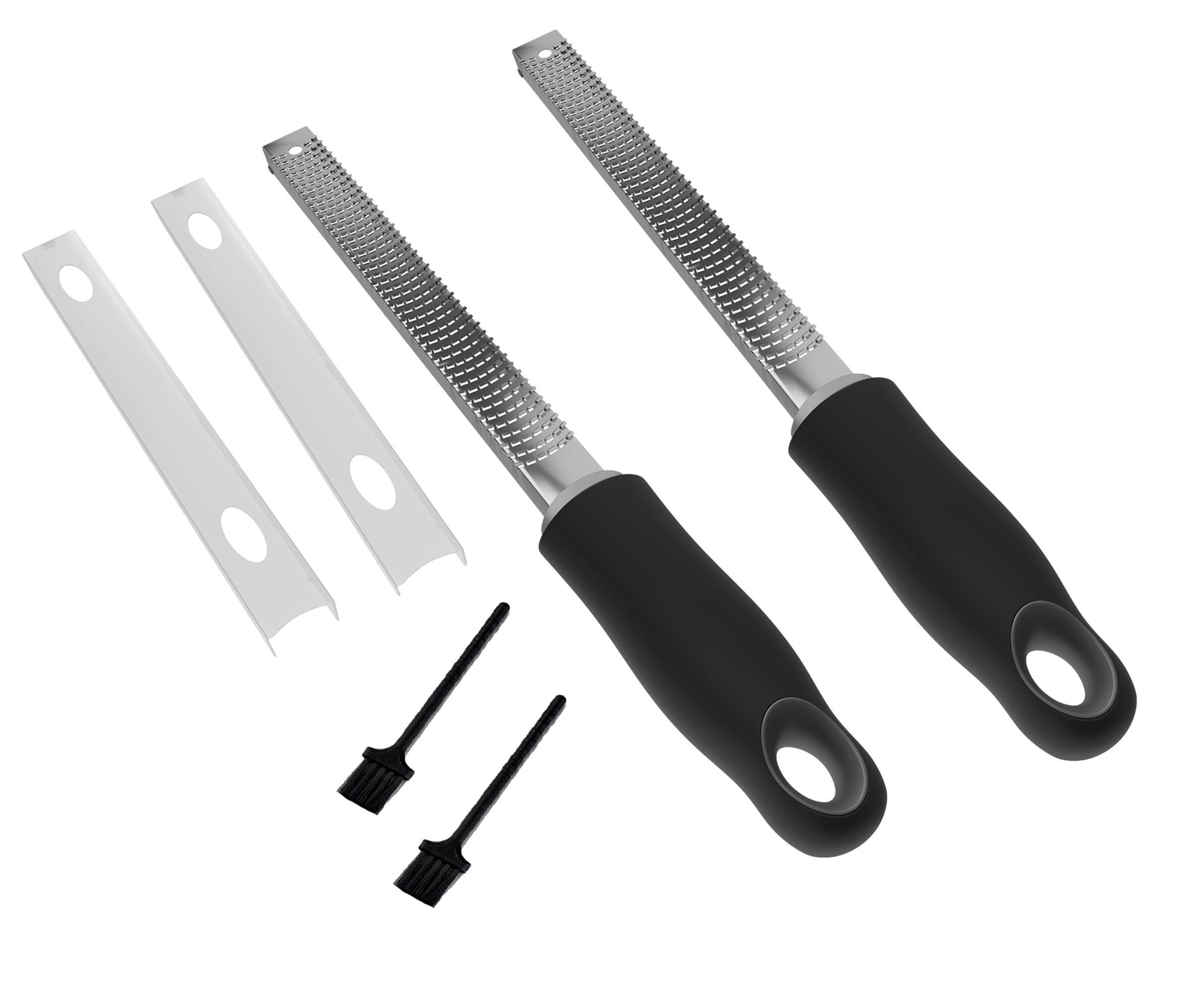 Pizzaschneider 2er Pack Zitronenreibe aus Edelstahl Parmesanreibe 32,5 cm Ingwerreibe