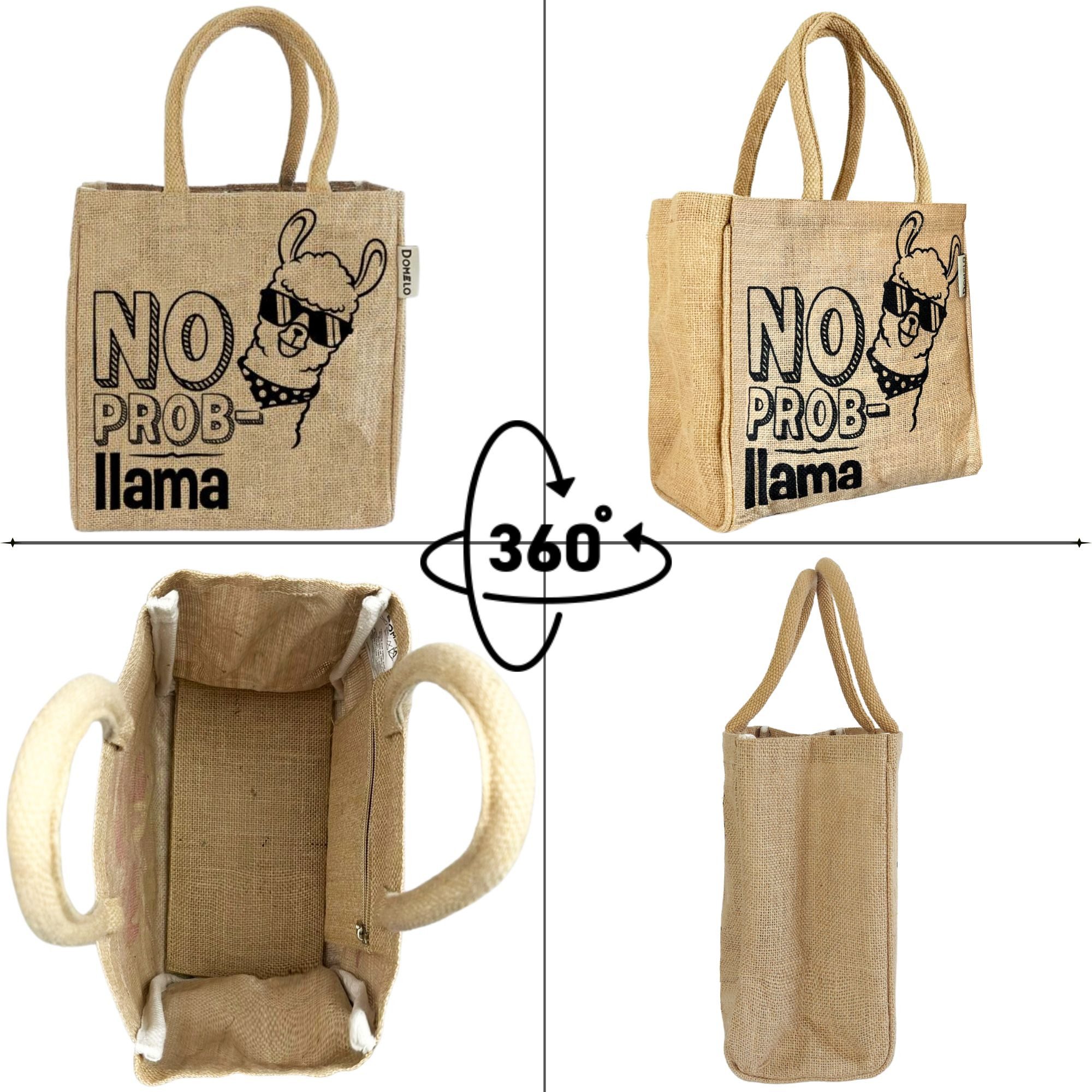 Domelo Handtasche Domelo Jute Handtasche kleine Jutetasche vegane mini Einkaufskorb, Deutsch Designer