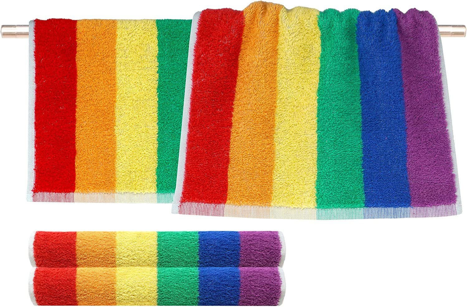 Waschlappen gestreifte bunt Regenbogen (Set, cm 30x30 4-tlg), Lashuma Seiftuch