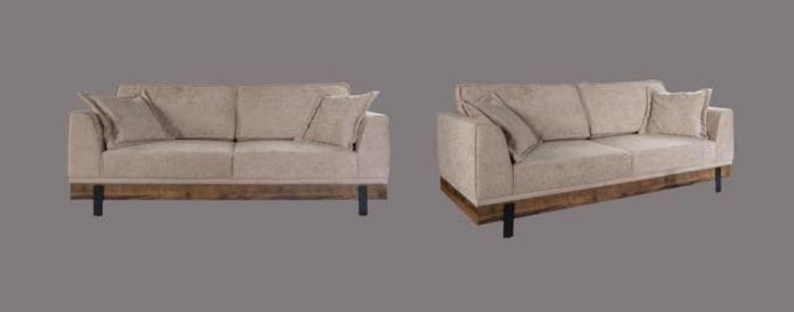 JVmoebel Sofa, Wohnzimmer Sofa 3 Polster Textil Beige Couch Sitzer Sofas