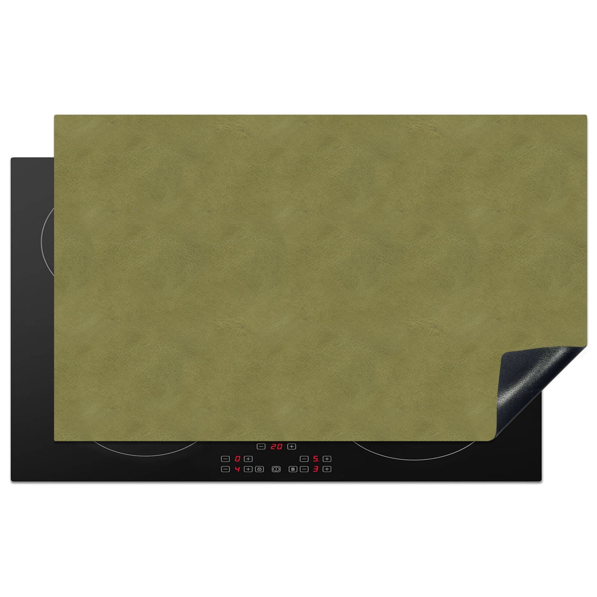 MuchoWow Herdblende-/Abdeckplatte Induktionsschutz - Leder - Grün - Tiere, Vinyl, (1 tlg), 83x51 cm, Ceranfeldabdeckung, Arbeitsplatte für küche