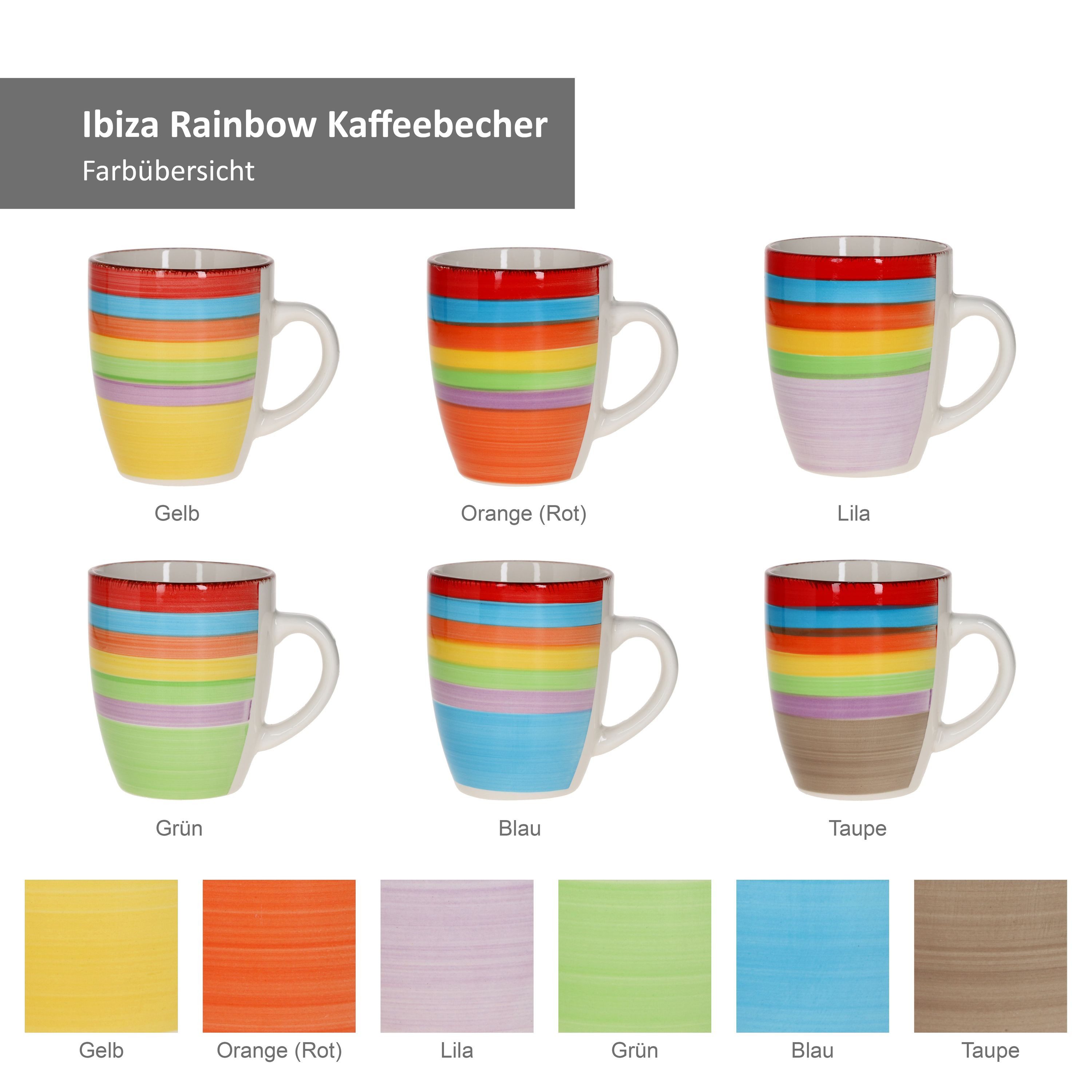 MamboCat Becher 6er Set Kaffeebecher Ibiza Rainbow Summer - 24326544, Steingut – Bild 5 von 5