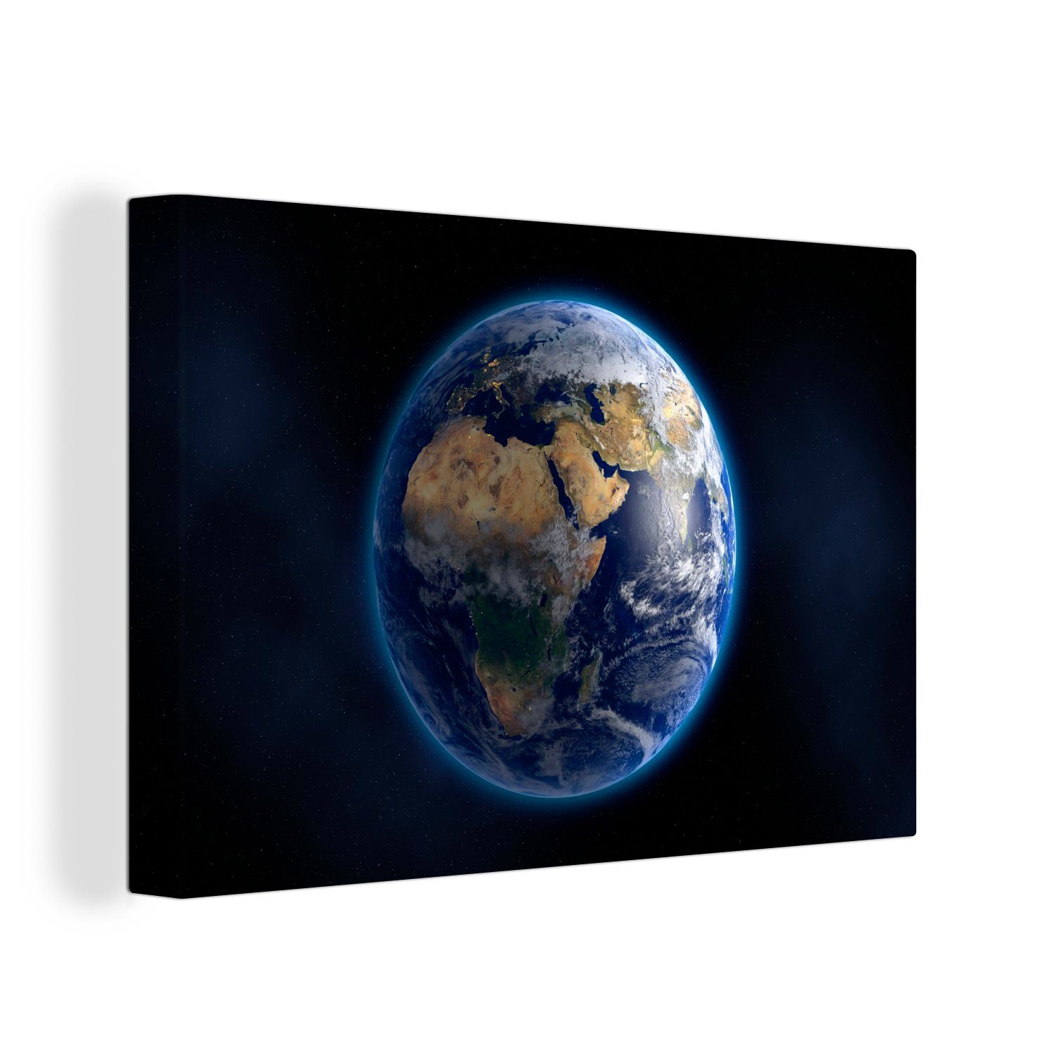OneMillionCanvasses® Leinwandbild Erde - Weltraum - Planet, (1 St), Wandbild Leinwandbilder, Aufhängefertig, Wanddeko, 30x20 cm