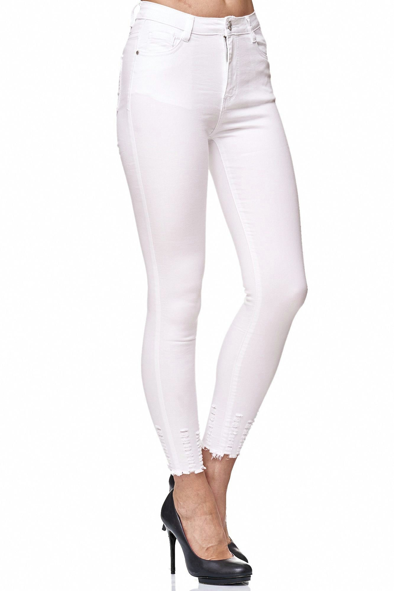 Elara High-waist-Jeans Elara Damen (1-tlg) (8XL) 56 Berlin 4D434 Weiss Jeans