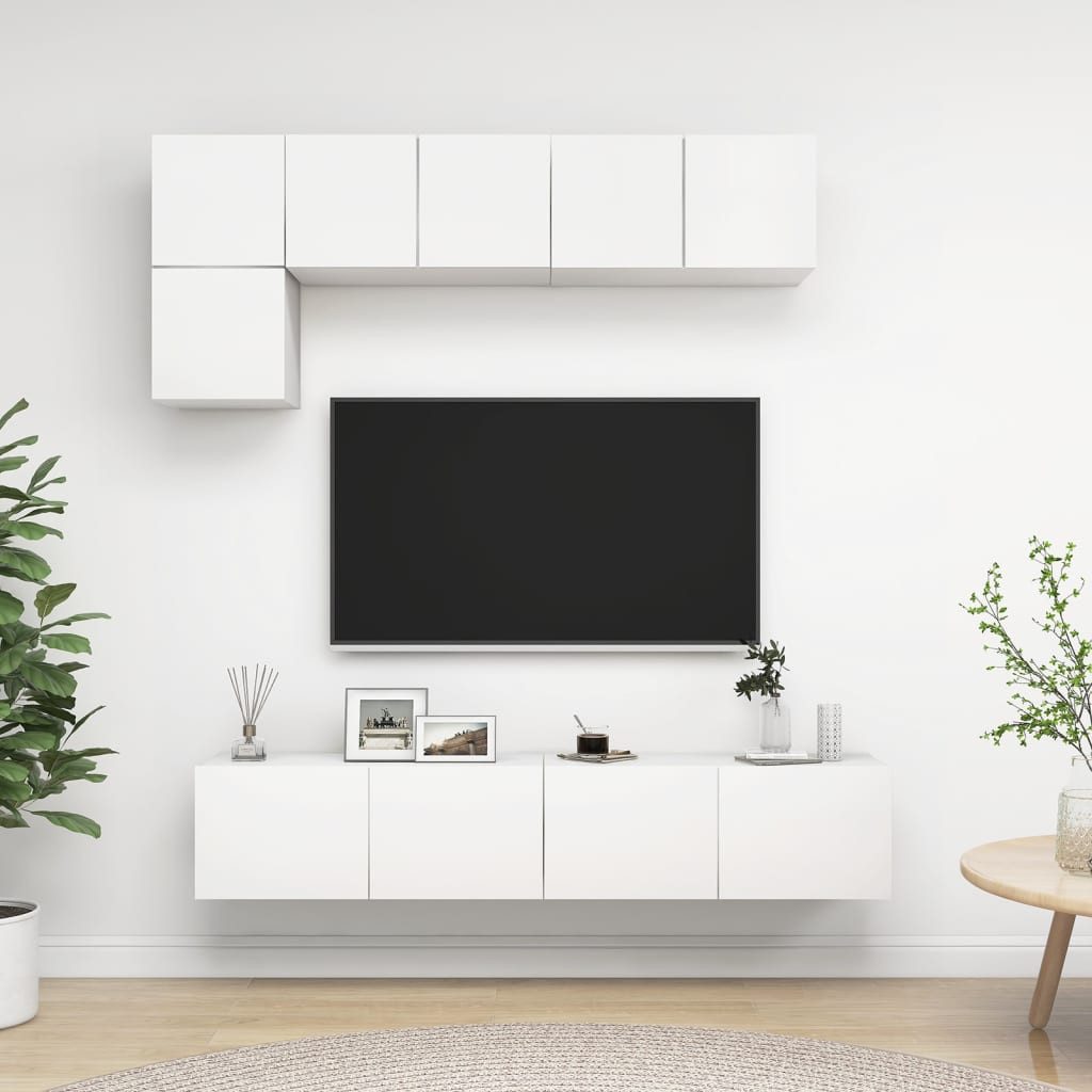vidaXL TV-Schrank 5-tlg TV-Schrank-Set Weiß Spanplatte günstig online kaufen