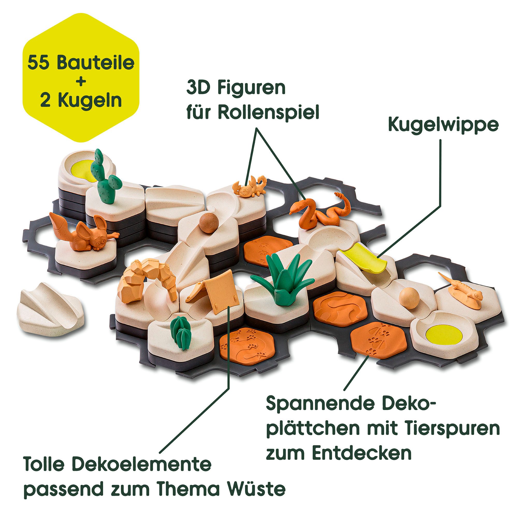 Ravensburger Kugelbahn-Bausatz GraviTrax Junior, Starter-Set S Desert, Made in Europe