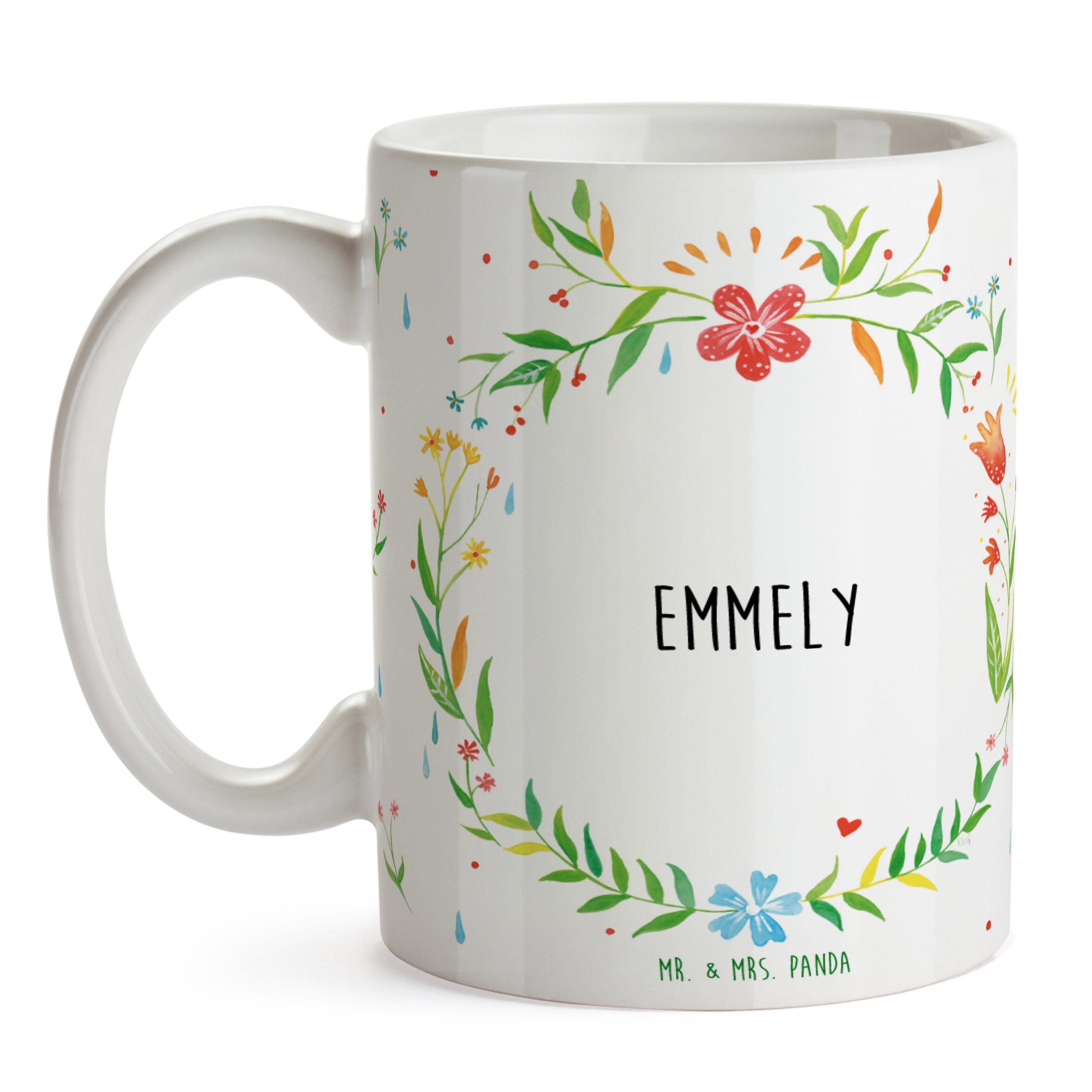 Emmely Keramik Geschenk Kaffeetasse, Porzellantasse, Becher, Tass, Geschenk, - Mr. Panda Mrs. Tasse &