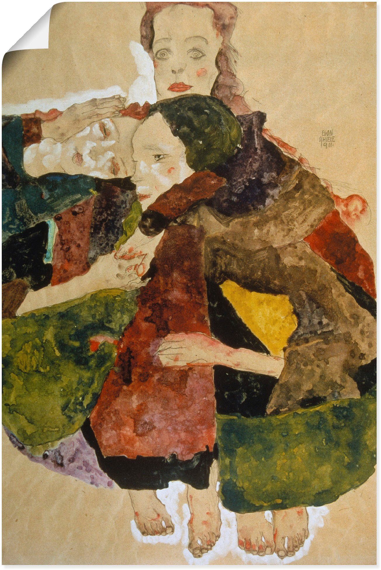 Artland Wandbild Gruppe von drei Mädchen. 1911., Gruppen & Familien (1 St), als Alubild, Leinwandbild, Wandaufkleber oder Poster in versch. Größen
