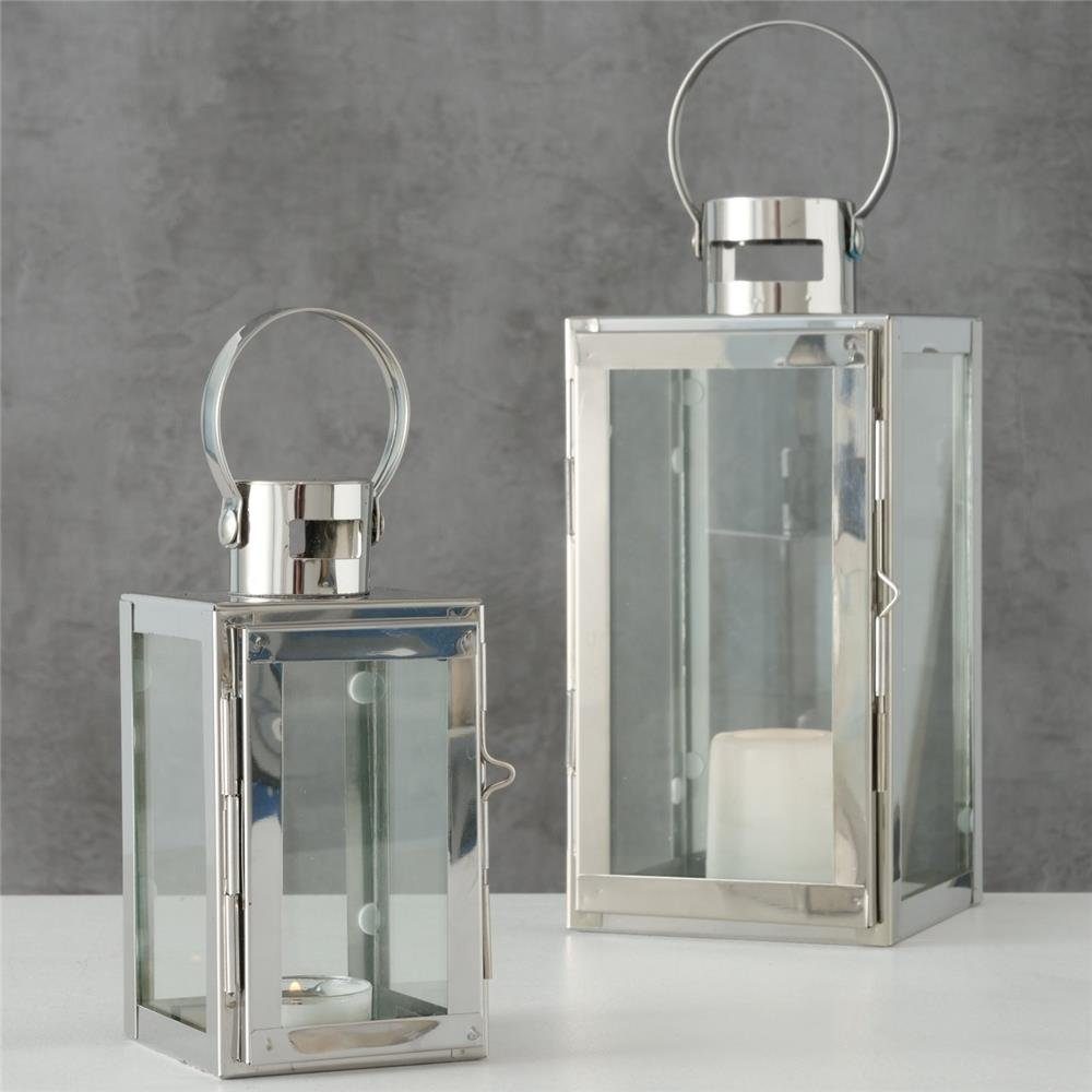 BOLTZE Kerzenlaterne Caruso 2er Set, Silber Windlicht Kerzenhalter Skandina günstig online kaufen