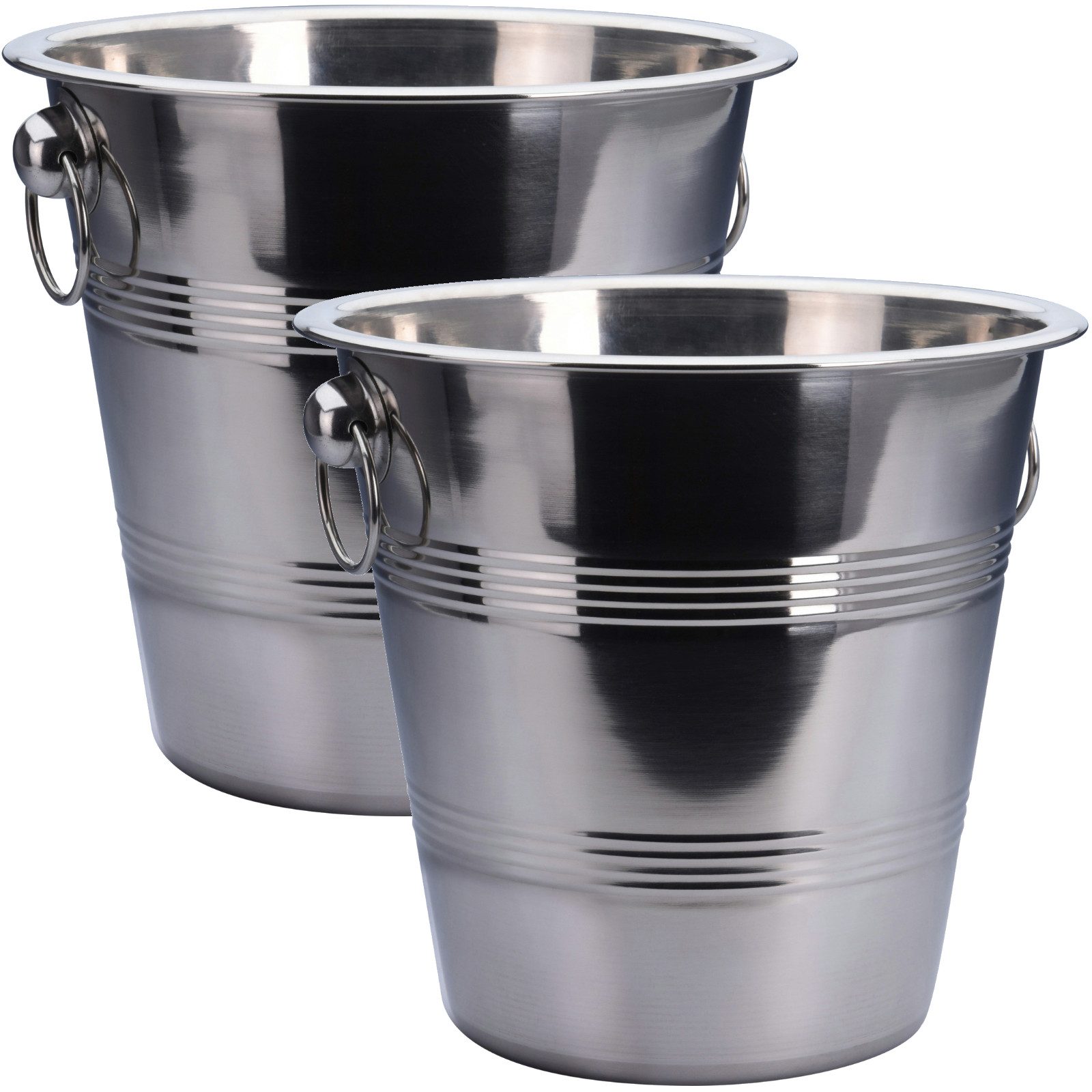 Koopman Wein- und Sektkühler Flaschenkühler Edelstahl 22 cm Eimer 2/4 er Set, Edelstahl, Flaschenkühler, 2 Stk, Sekteimer, Eiseimer