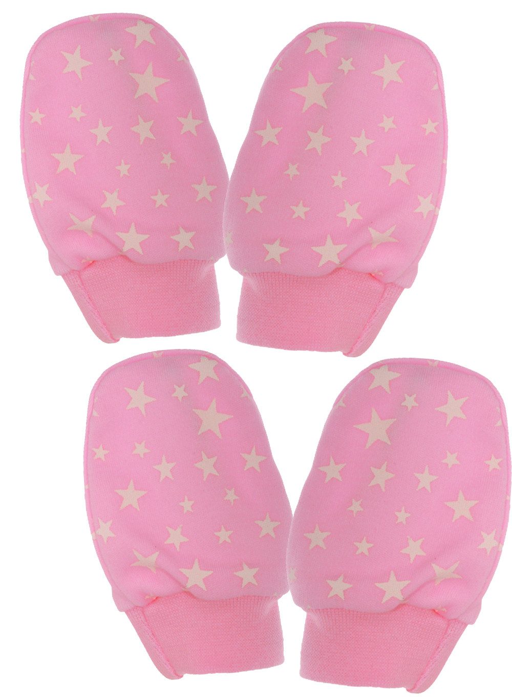 La Bortini Fäustlinge Fäustlinge Kratzhandschuhe Baby Kratzfäustlinge 2er Pack mit Sternchen Muster, neutral, unisex, für Neugeborene