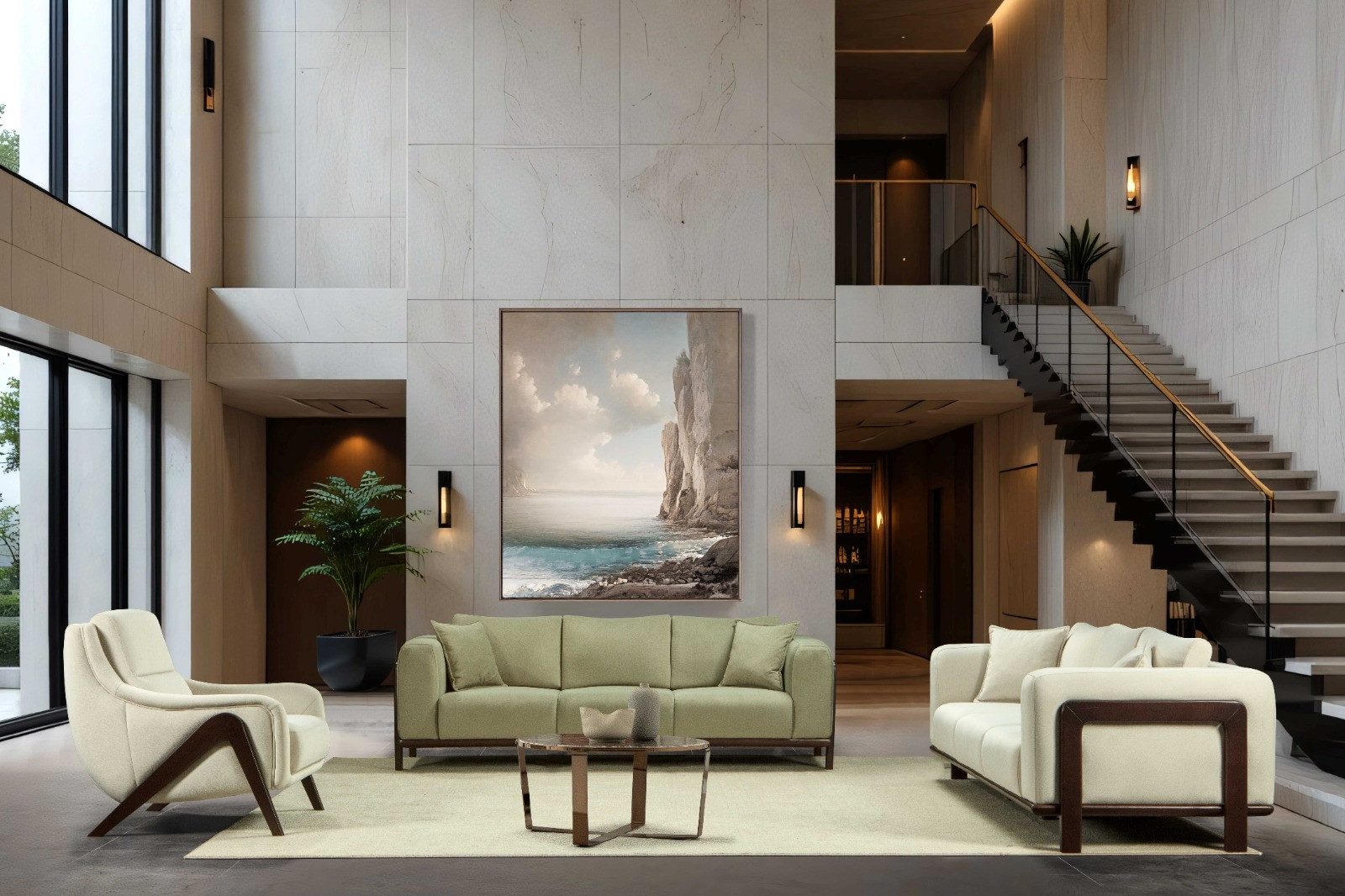 Polsterei Marya Polstergarnitur Asya : 3+3-Sitzer Sofa + 1 Sessel, (Bringen Sie mit dem stilvollen Set ASYA, bestehend aus einem großzügigen 3+3-Sitzer Sofa und komfortablen Sesseln, Eleganz und Gemütlichkeit in Ihr Wohnzimmer., 3-tlg., Hochwertige Materialien, sorgfältige Verarbeitung und modernes Design), Höchster Sitzkomfort & langlebige Qualität