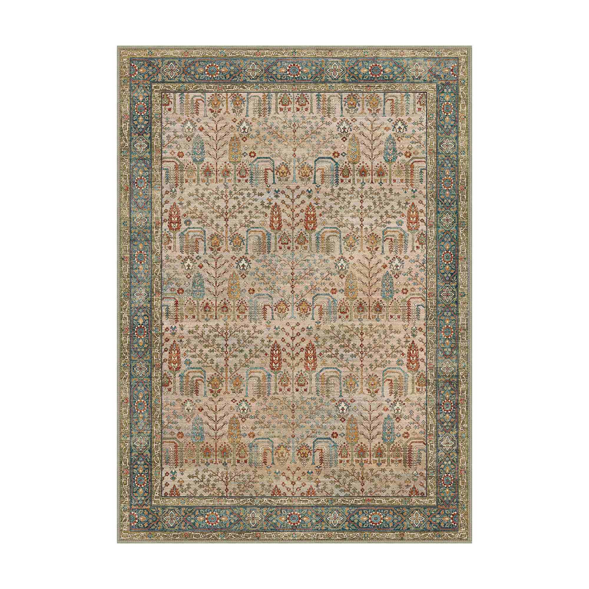 GENIMO Teppich Teppich-Vintage Boho, Kurzflor, rutschfest, maschinenwaschbar, rechteckig, 120×170cm, rot