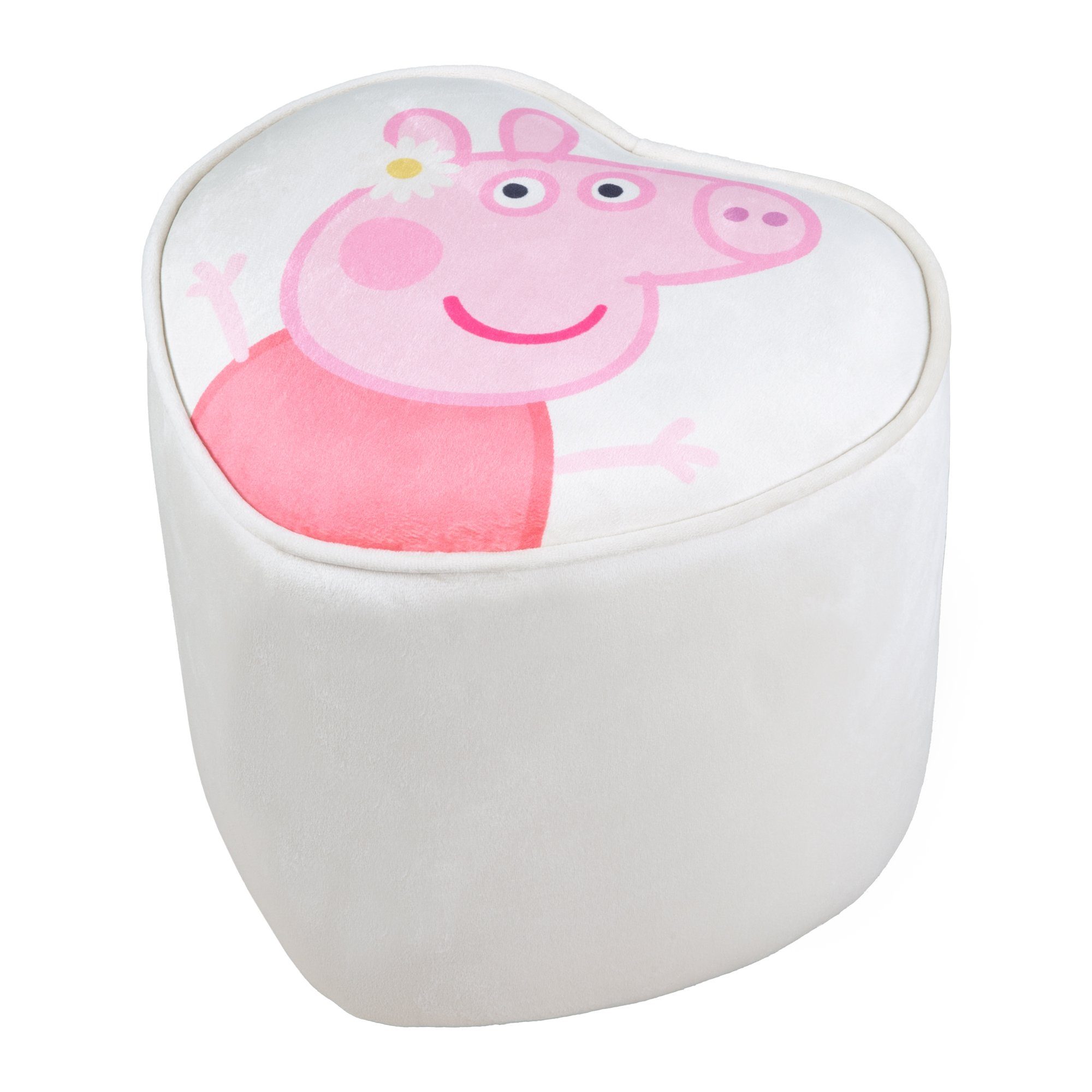 roba® Kinderhocker Peppa Pig, bequemer Hocker mit Samtbezug in Beige