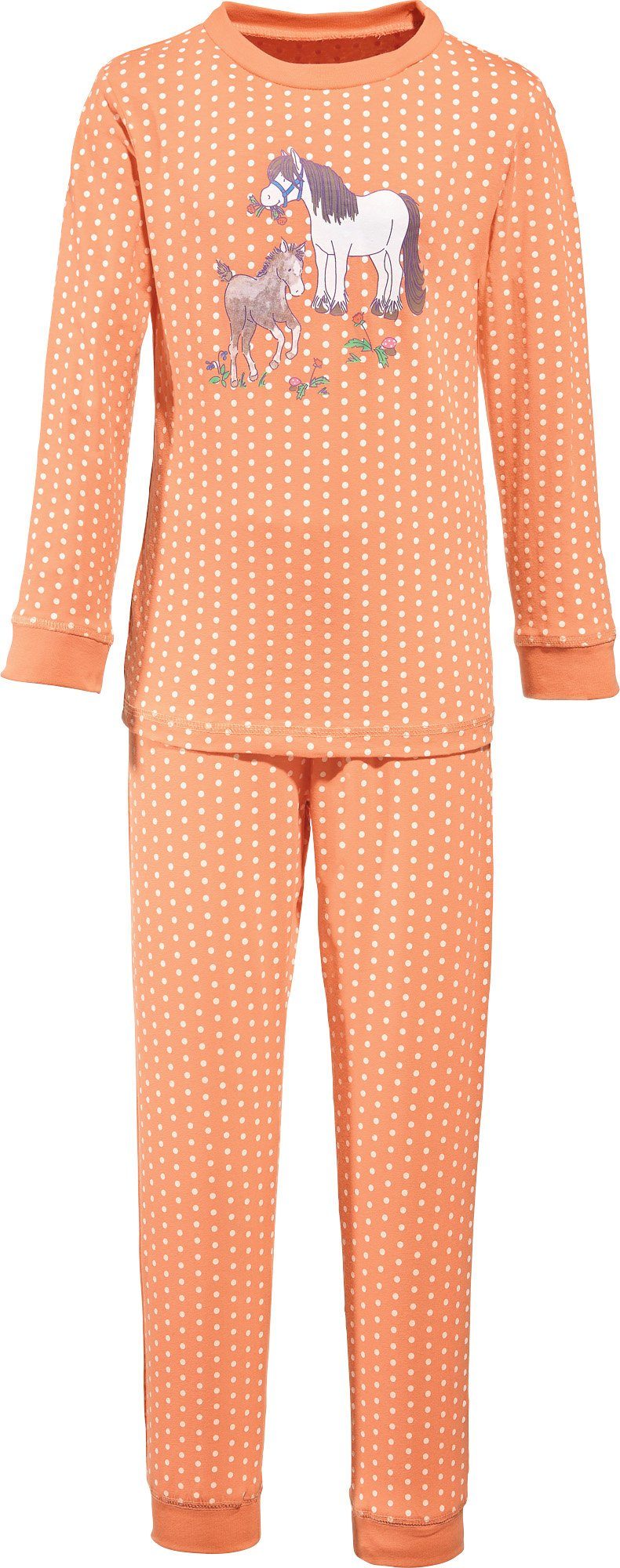 Erwin Müller Pyjama Kinder-Schlafanzug Single-Jersey Punkte/Tiermotive: Pferd