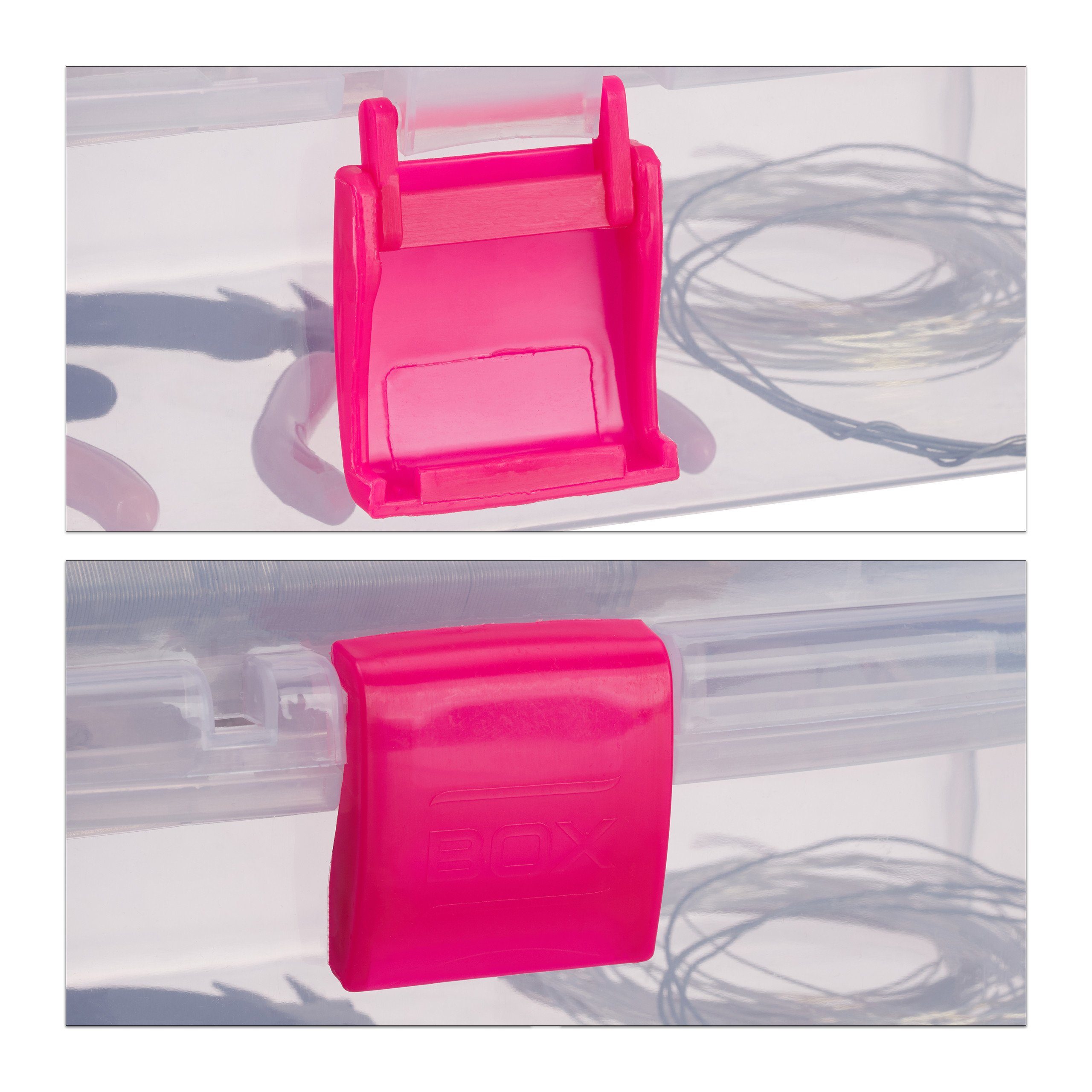 pink Plastikbox relaxdays Transparente Werkzeugbox x 1