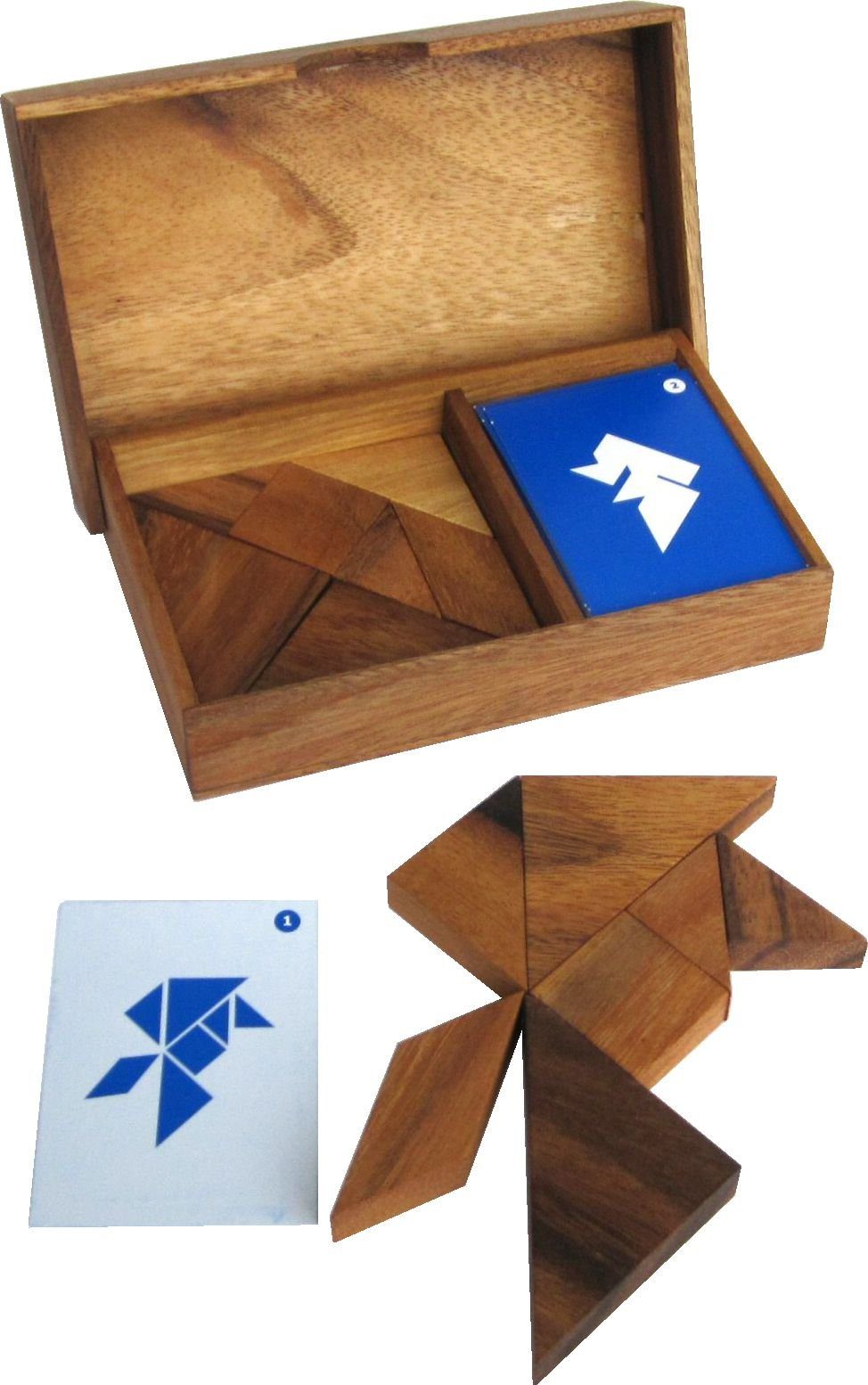 Logoplay Holzspiele Spielesammlung, Tangram für 2 Spieler - 2. Wahl - Legespiel mit 2 x 7 Bausteinen und 64 VorlagenHolzspielzeug