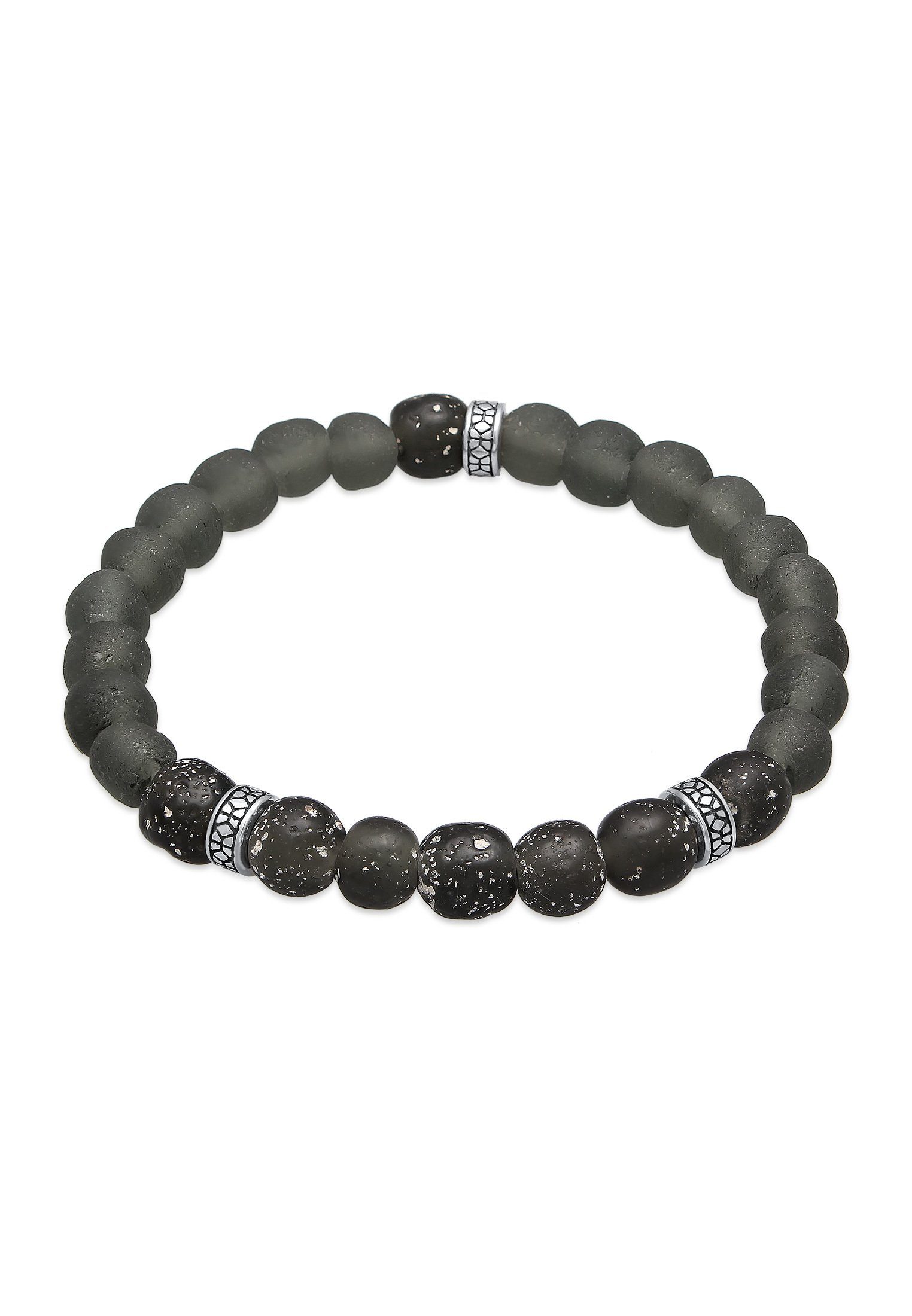 925 Silber, Glas Olive Recycelte Perlen Bead-Armband-Set Kuzzoi Kugel Beads