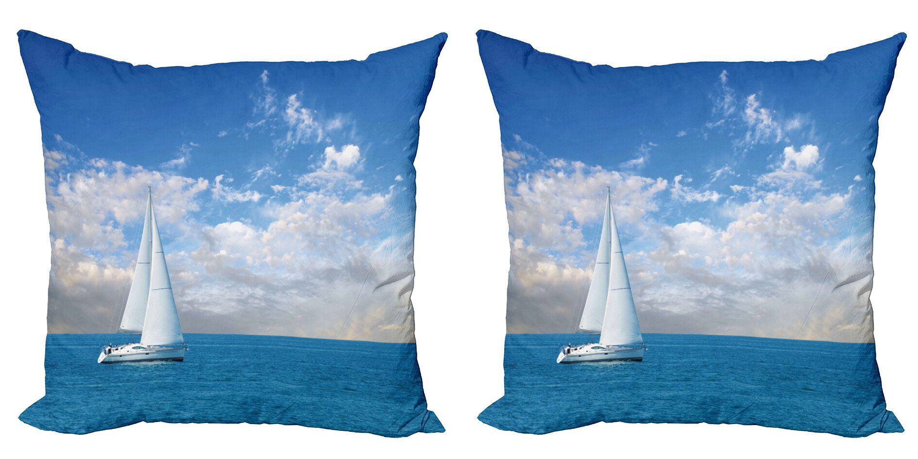 Kissenbezüge Modern Accent Doppelseitiger Digitaldruck, Abakuhaus (2 Stück), Ozean Modernes Segelboot auf Meer