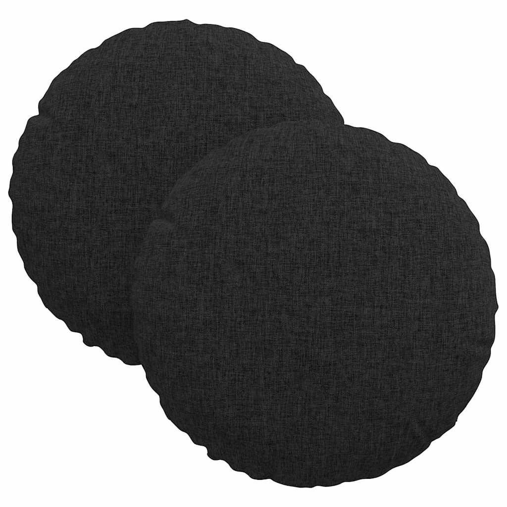 vidaXL Sitzauflage Sitzkissen 2 pcs Schwarz Ø30 x 13 cm Stoff, (2 St) günstig online kaufen