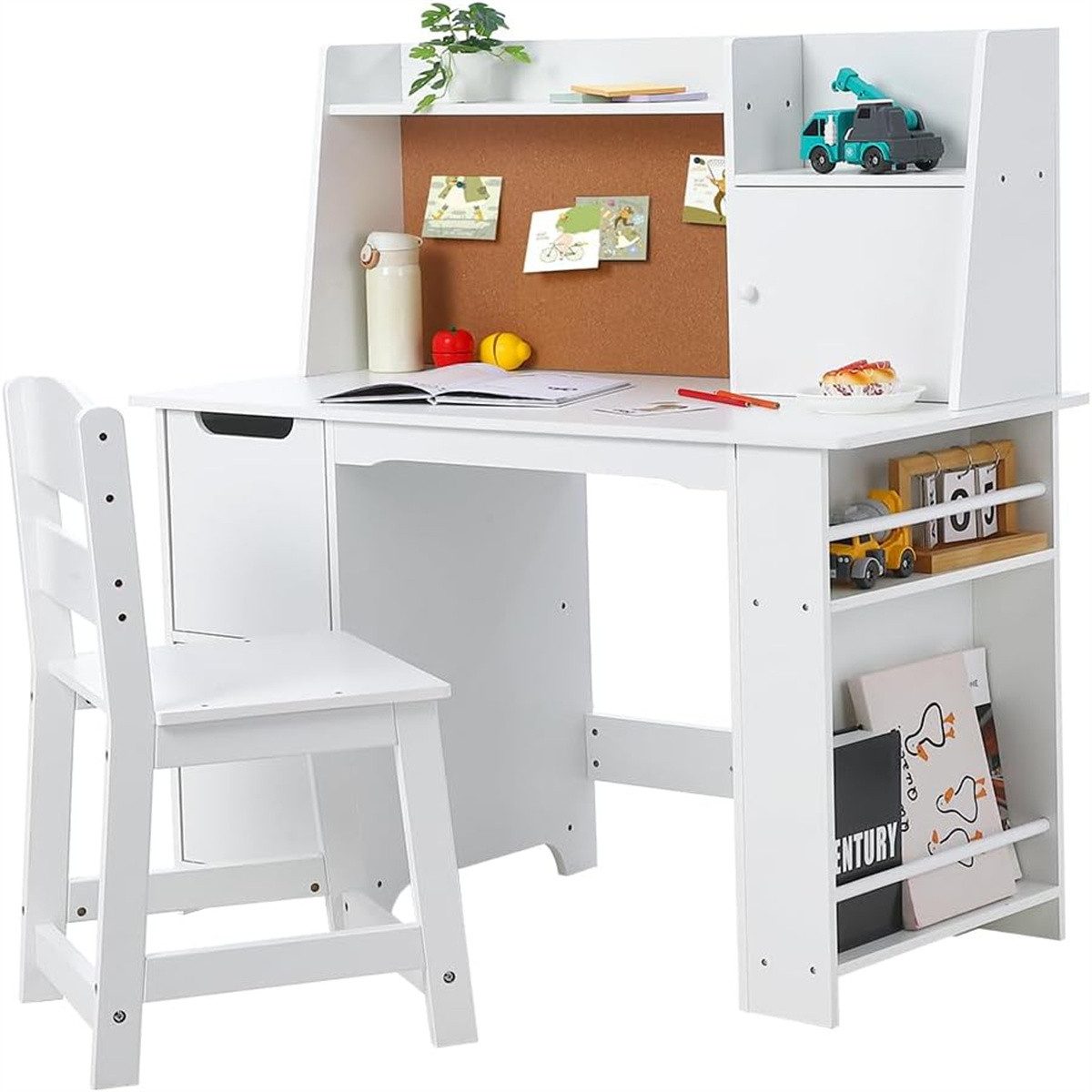 GarveeMore Kinderschreibtisch Kinder Tisch und Stuhl Set, Bücherregal, Aufb günstig online kaufen