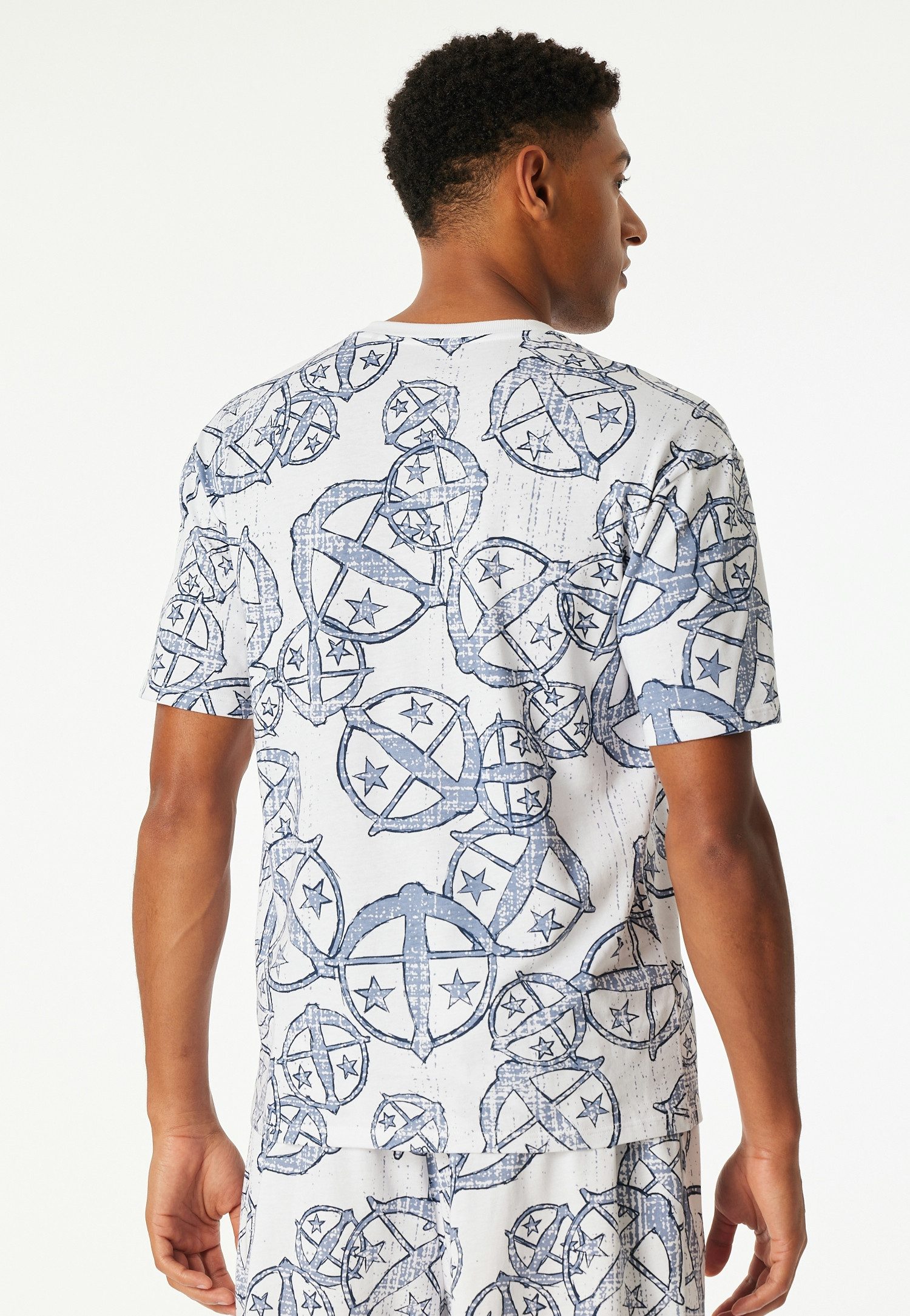 Schiesser Kurzarmshirt Schiesser 150 Years Rundhalsausschnitt, Baumwolle, Allover-Print – Bild 4 von 5