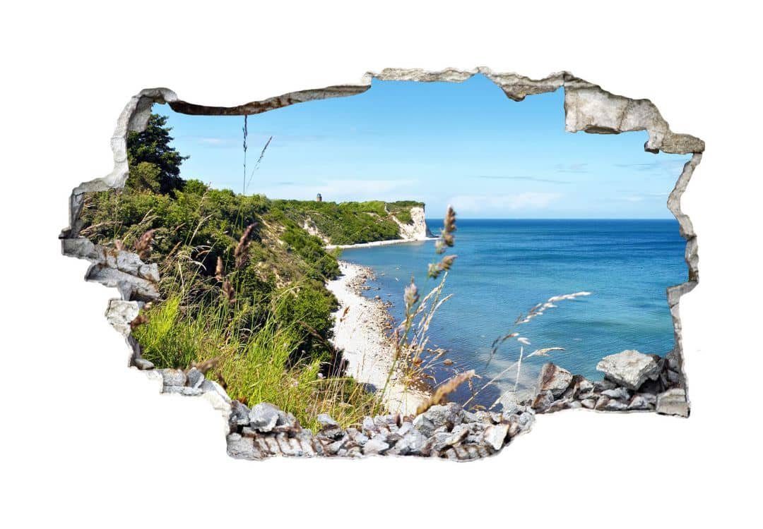 K&L Wall Wandtattoo Mauerdurchbruch Kap Affirmationen Wandbild Urlaub Aufkleber Küste, selbstklebend Arkona 3D Wandtattoo Art Sommer