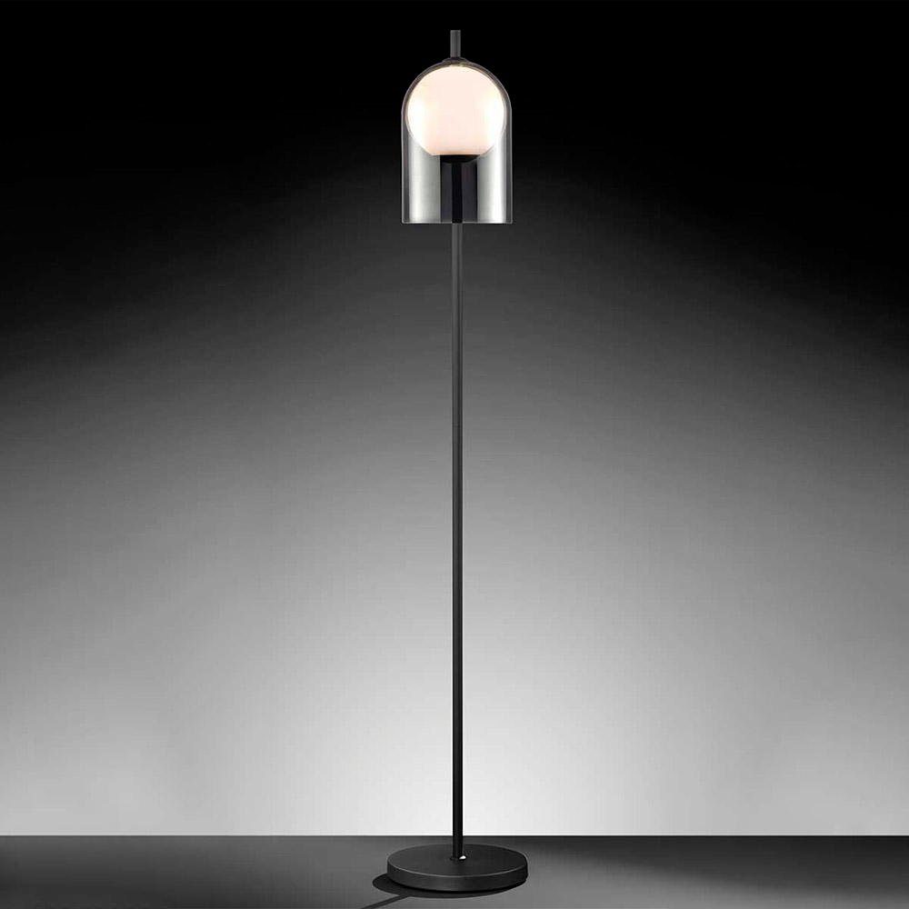 WOFI Stehlampe, Leuchtmittel nicht inklusive, Stehleuchte schwarz  Standlampe Glas Stehlampe Wohnzimmer, Metall