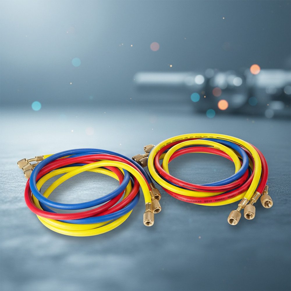 Melko Klimaanlagenschlauch Kältemittelschlauchset 1/4 SAE - R134A Dichtung 3 X 1,5M Klimaanlage, Zubehör für Klimaanlagen, Berstdruck: 275 bar