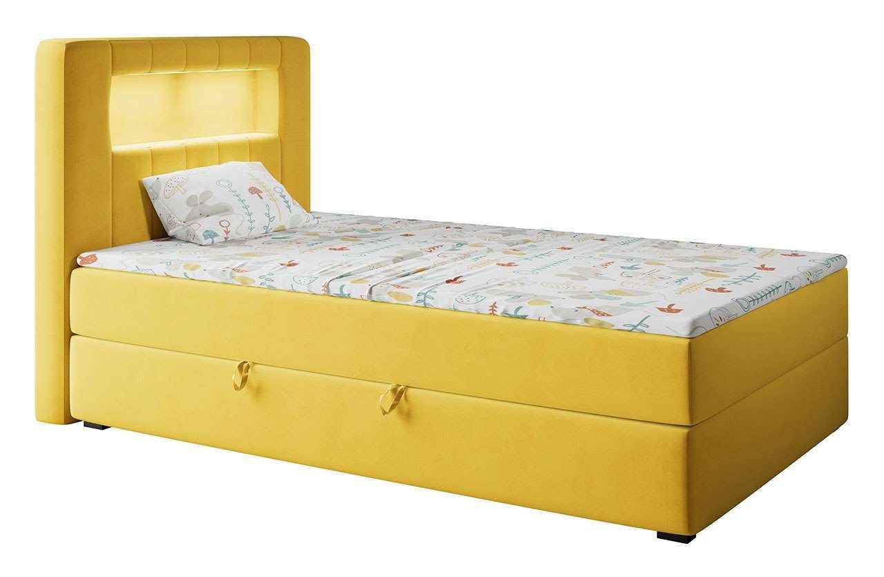 MKS MÖBEL Kinderbett GOLD für Gelb Boxspringbetten Kinderzimmer, JUNIOR, Bett Einzelbetten Funktionsbett 1