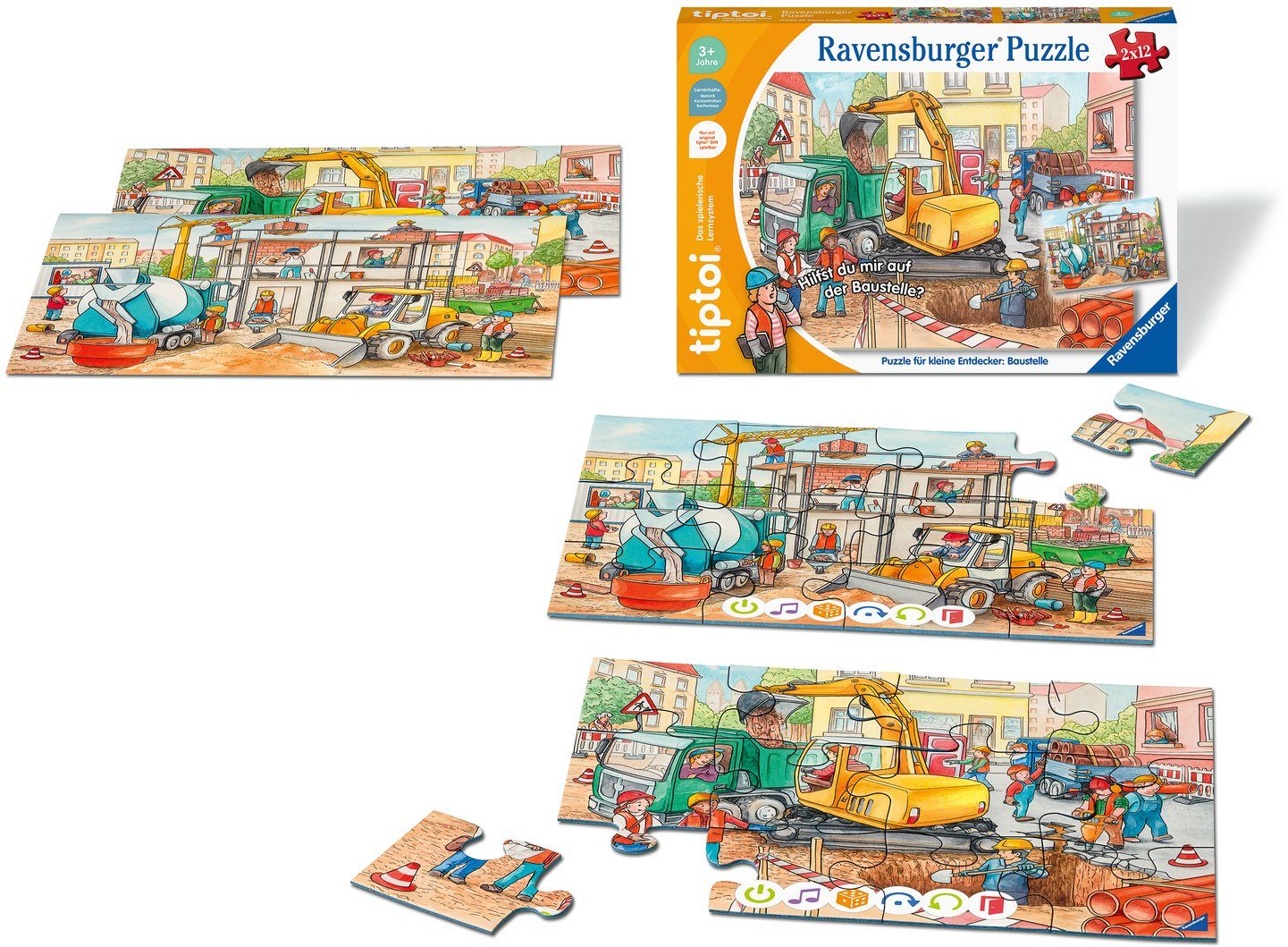 Ravensburger Puzzle tiptoi® Puzzle für kleine Entdecker: Baustelle, 12 Puzz günstig online kaufen