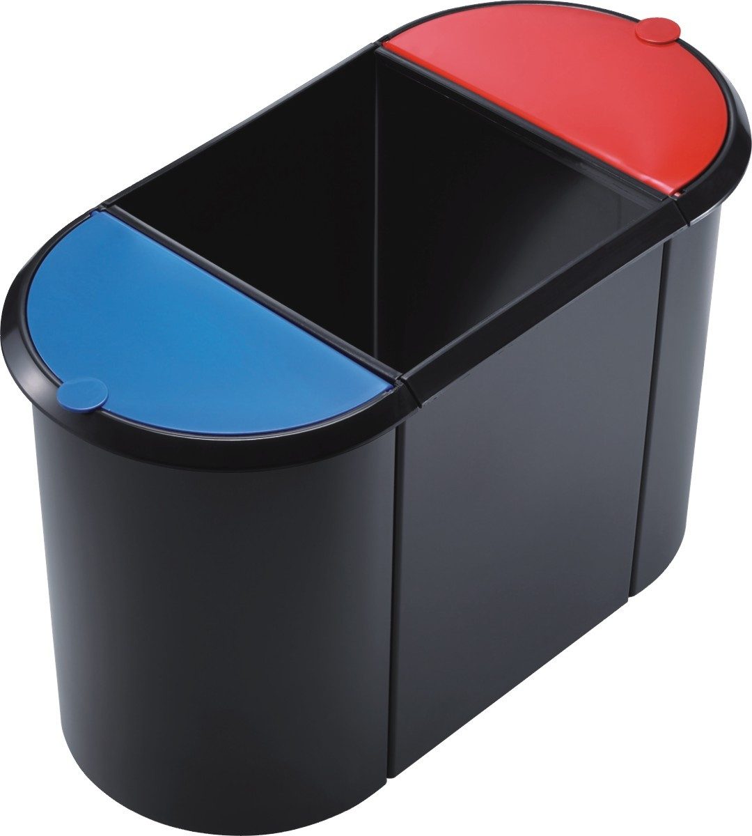 HELIT Papierkorb Trio-System-Papierkorb 38l schwarz/rot/blau