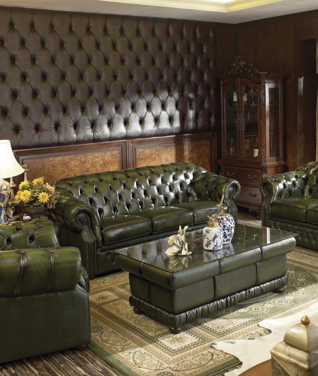 Salottini Chesterfield-Sofa Edles Chesterfield Sofa Cardiff 3er 3-Sitzer Couch grün, Handarbeit