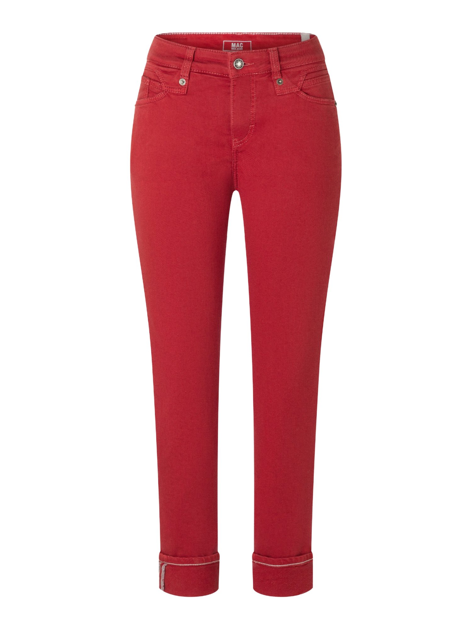 MAC Stretch-Hose rot, Casual, Baumwolle, Unifarben, Regular Fit, Mittel