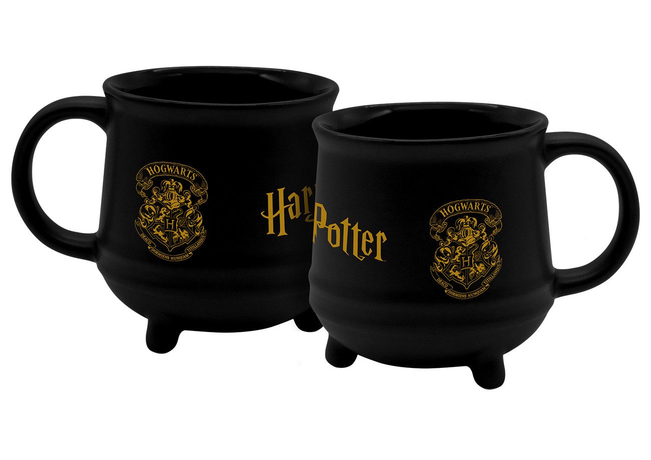 Geda Labels GmbH Tasse Harry Potter Hogwarts Wappen Kesseldesign, 1-tlg., Keramik, Schwarz, 560ml, 3D Tasse