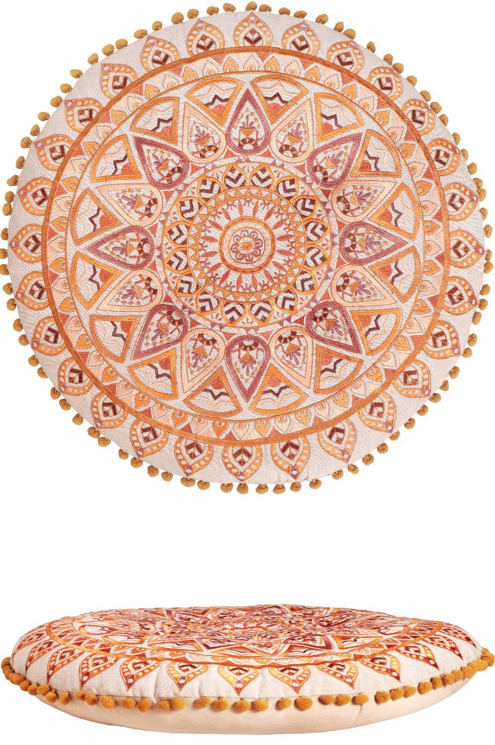 Marrakesch Orient & Mediterran Interior Bodenkissen Orientalisches Bodenkissen Aziza handgemacht aus Baumwolle, Braun 55cm, Handarbeit