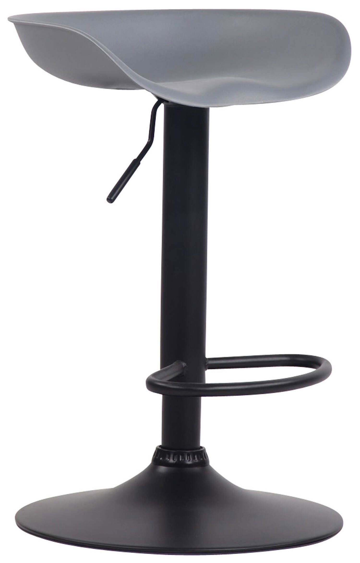 TPFLiving Barhocker Anna mit angenehmer Fußstütze (Barstuhl Hocker für Theke & Küche - 360° drehbar und höhenverstellbar), Gestell Metall schwarz - Sitzfläche: Kunststoff Grau