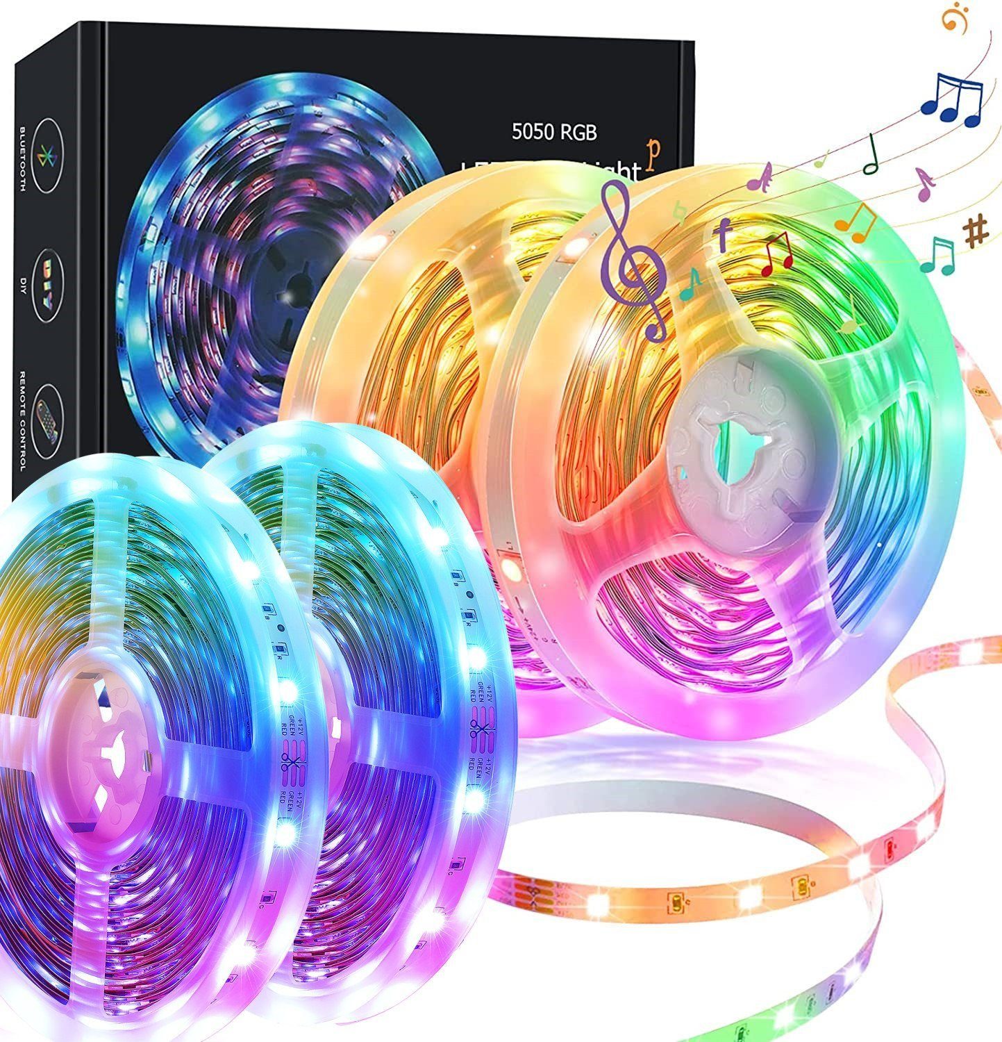 RGB led strip USB 5M streifen lichter lichtband, beleuchtung deko Bluetooth  Music Sync Steuerbar via App mit 25 Tasten Fernbedienung : :  Beleuchtung