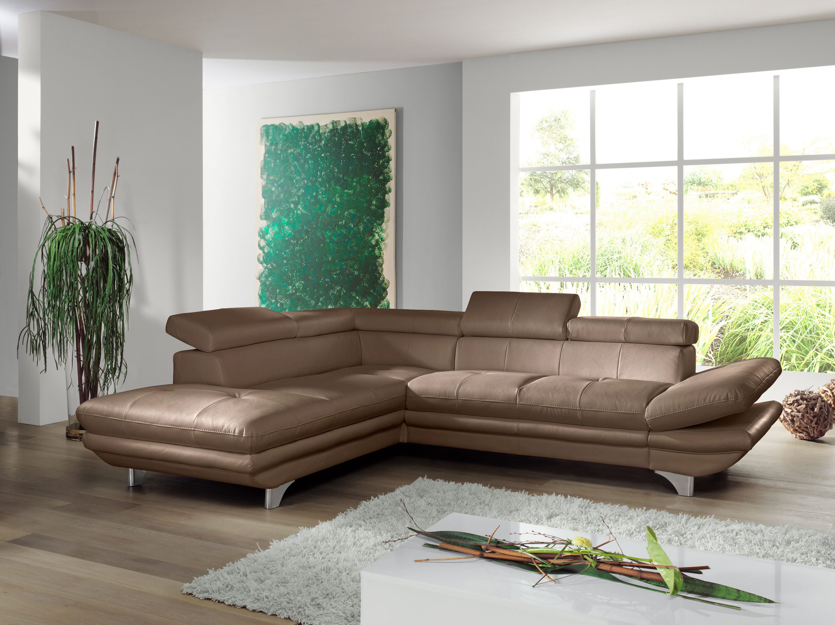 COTTA Ecksofa Enterprise L-Form, mit Arm- & Kopfteilverstellung, wahlweise mit Bettfunktion