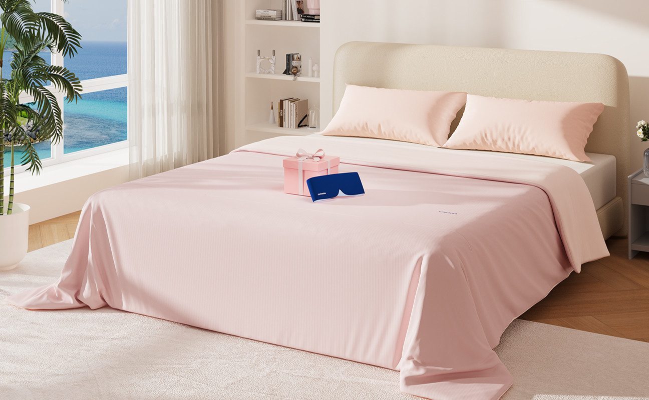 CHICASA Microfaserbettdecke Duo-Wende-Sommerdecke inkl. Gratis-Schlafmaske, waschbar, Füllung: Mikro-Luftkanäle + Y-förmige Naia-Fasern für optimale Luftzirkulation, Größen: 135×200 / 140×200 / 155×220 / 200×200 / 200×220 cm